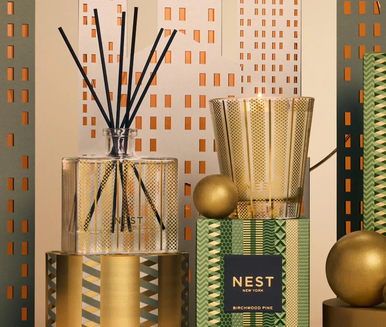Birchwood Pine Gold Classic Candle & Diffuser Set