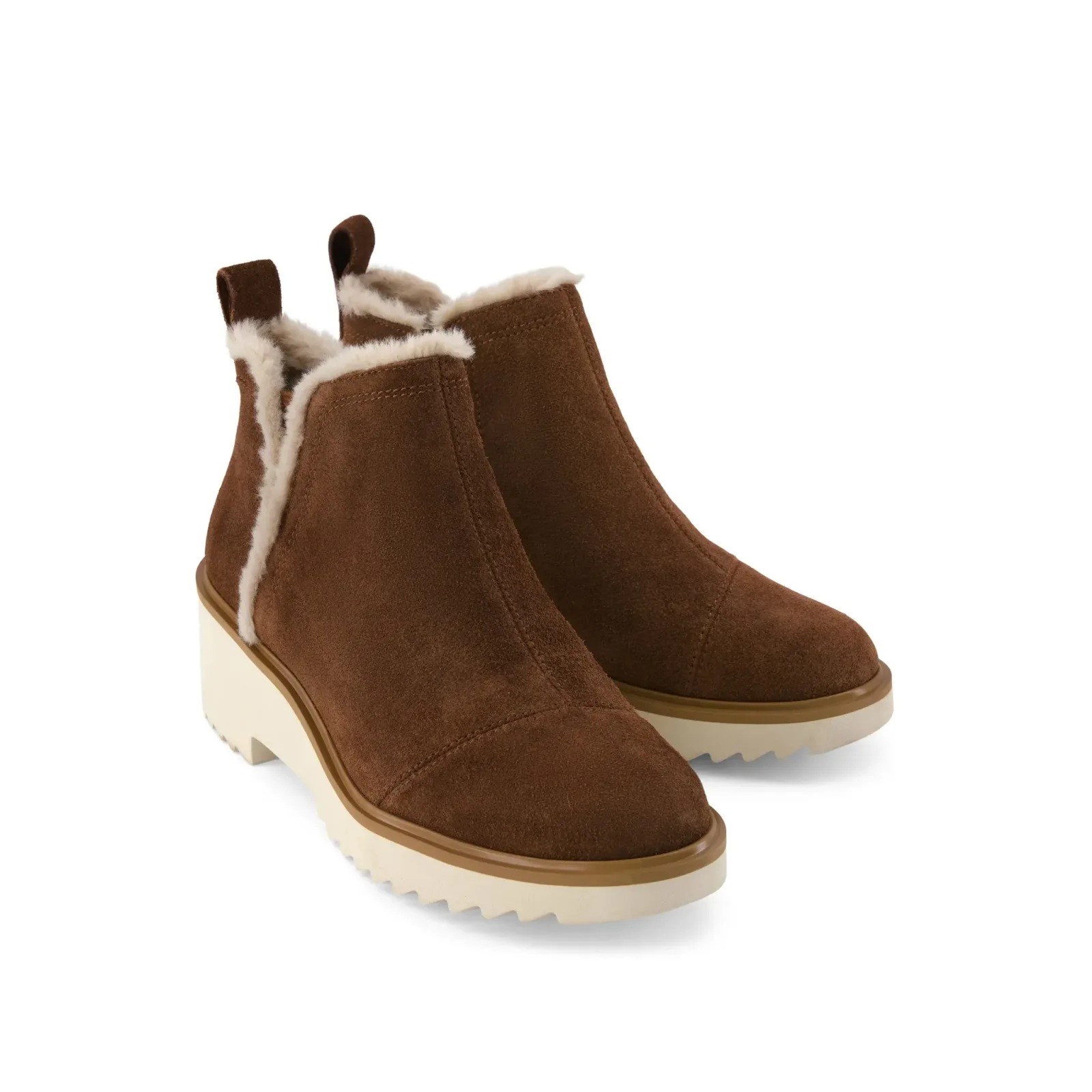 Womens Maude Wedge Boot Hot Cocoa Suede w/ Faux Fur