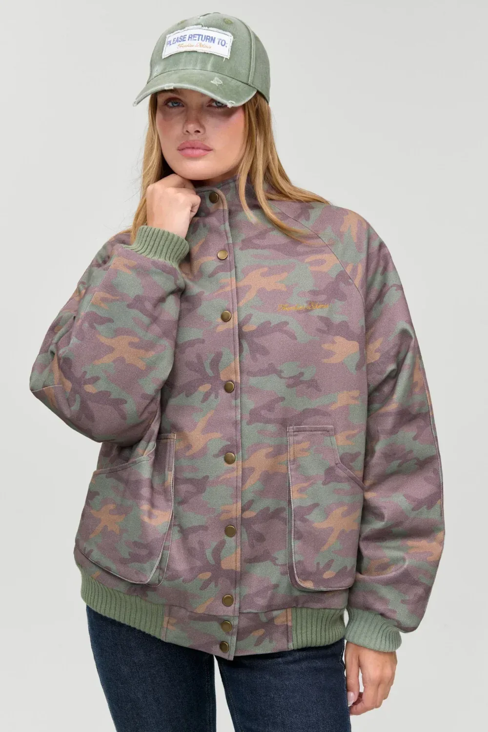 Parker Oversized Bomber Jacket – Classic Camo