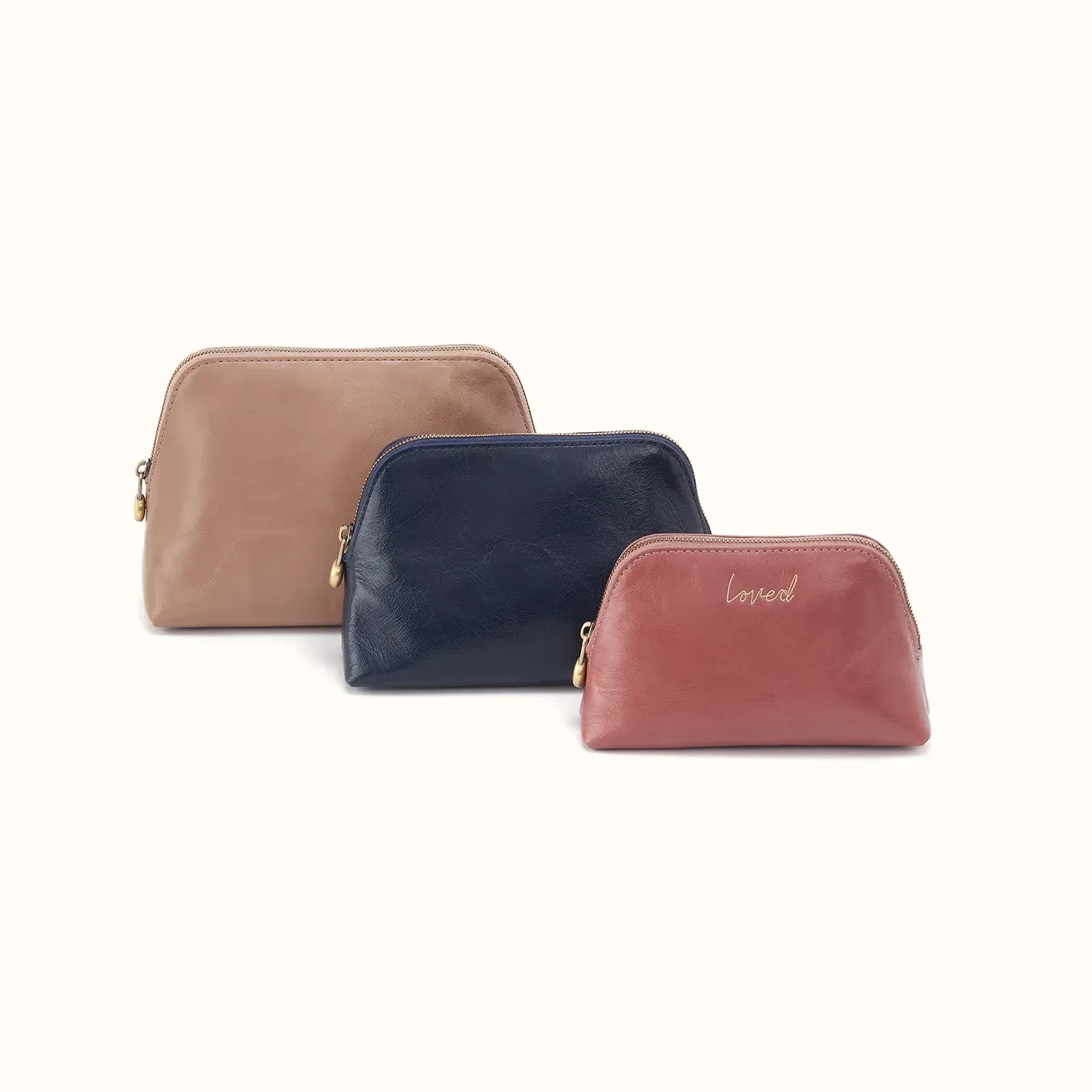 Tri-Pouch In Polished Leather – Multi
