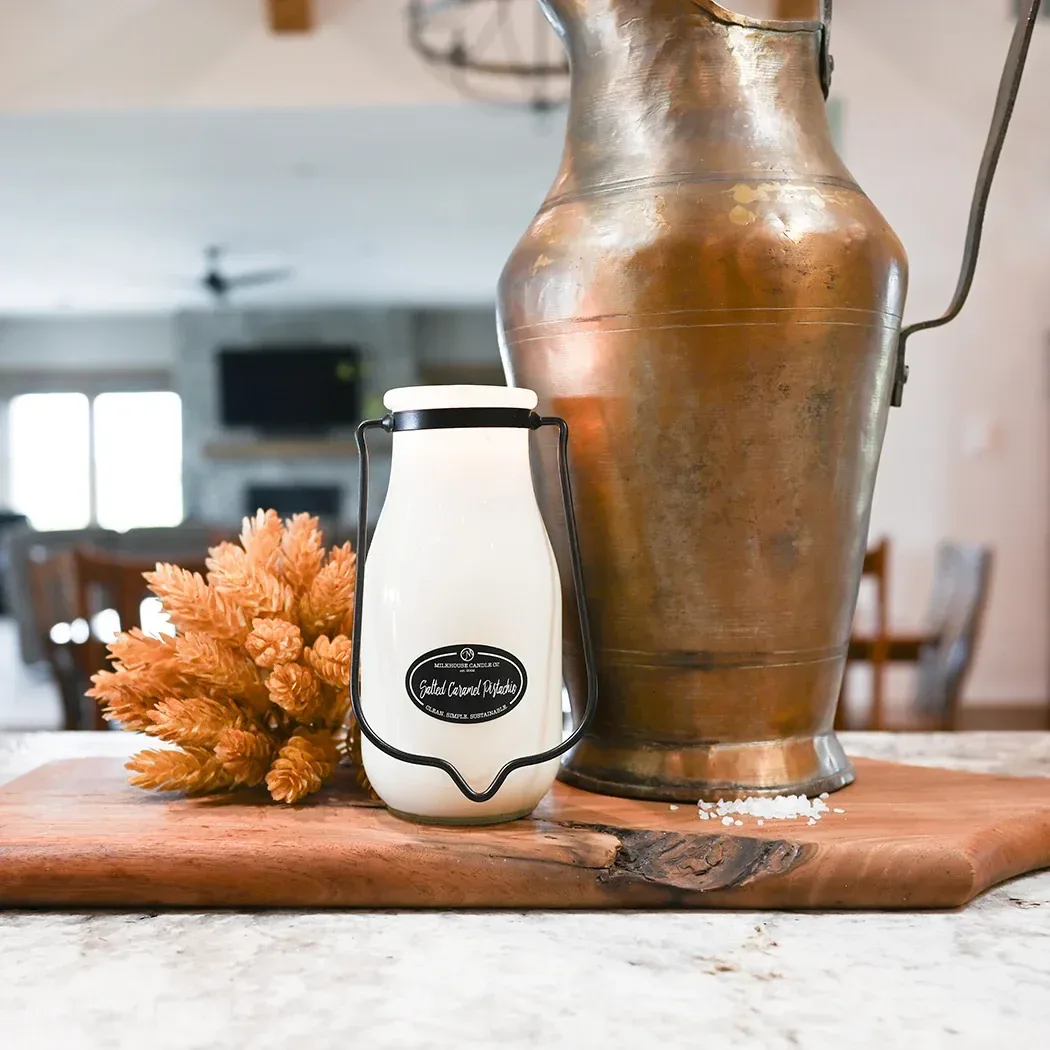 Salted Caramel Pistachio Candle – 14 oz Milkbottle