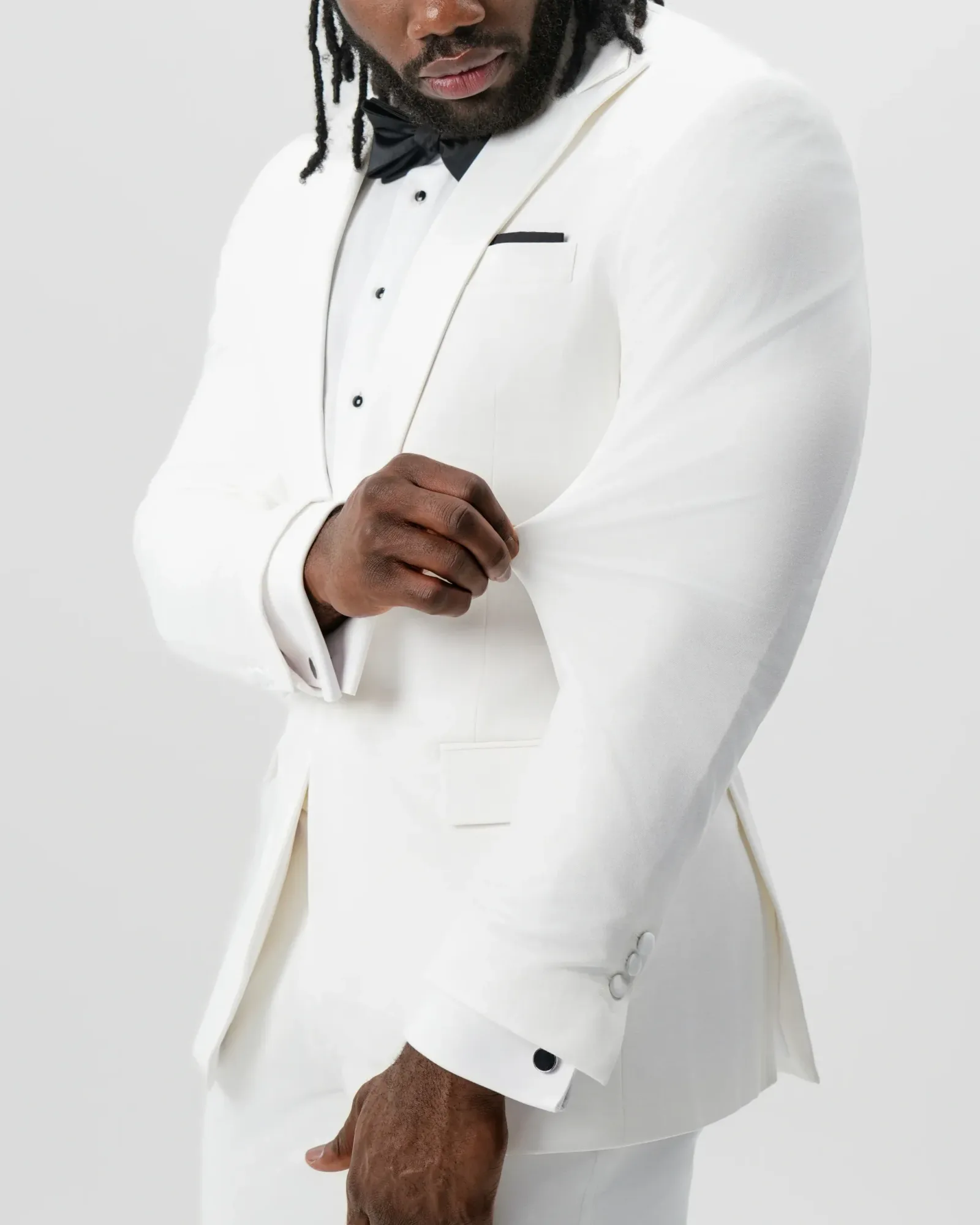 Athletic Fit Stretch Tuxedo Jacket – Solid Cream with White Peak Lapel