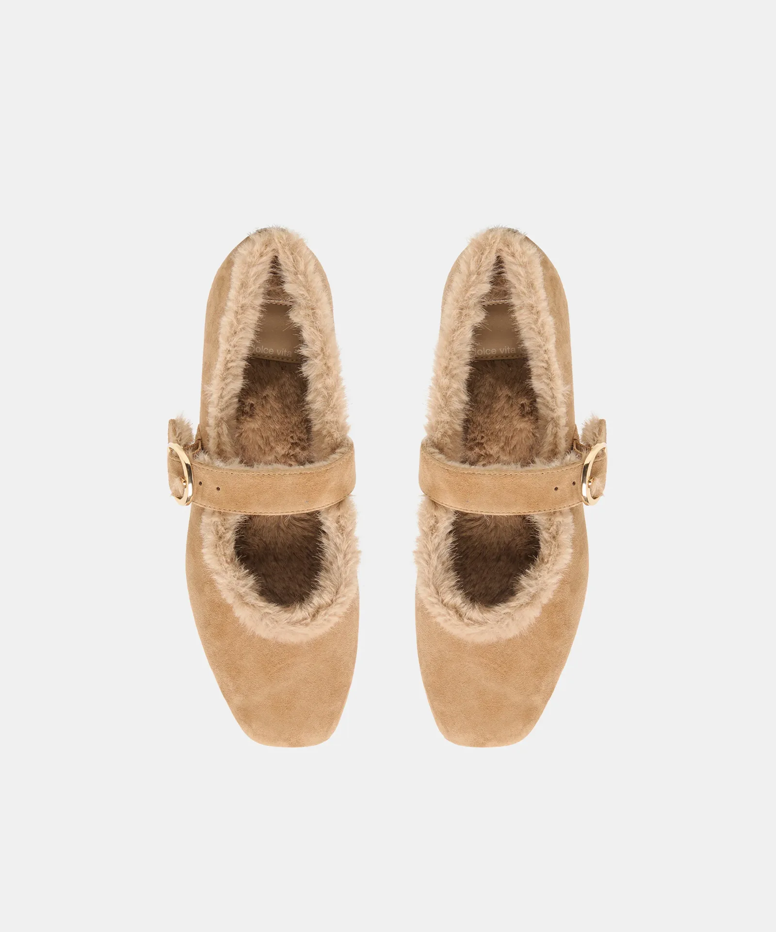 Mella Plush Ballet Flats Lt Brown Suede