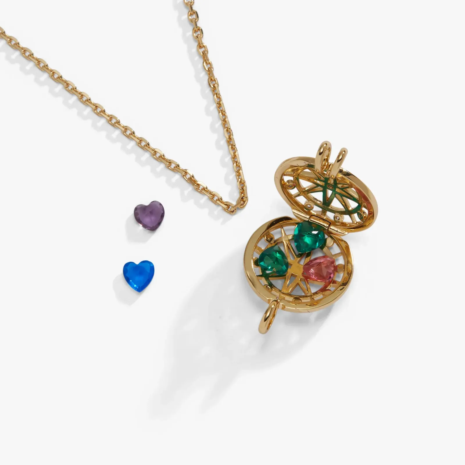 Compass Birthstone Shaker Necklace