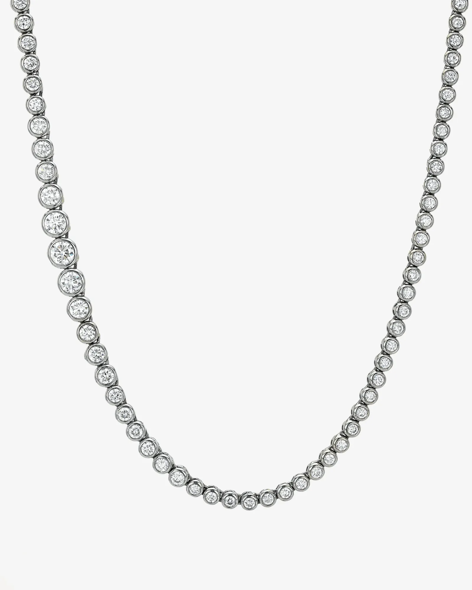 Lab Diamond Graduated Bezel Tennis Necklace