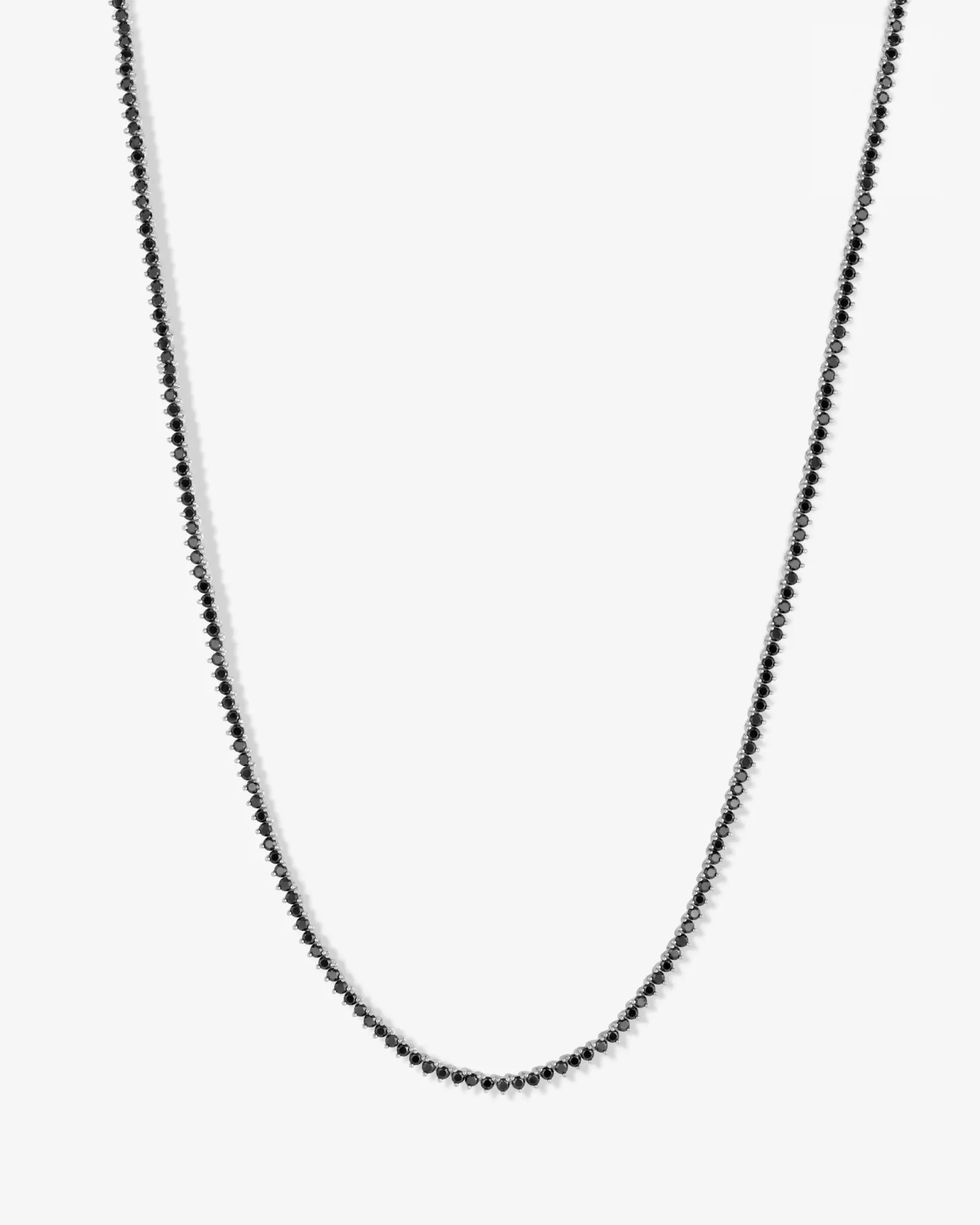 Not Your Basic Tennis Necklace 2mm – Silver|Black Diamondettes