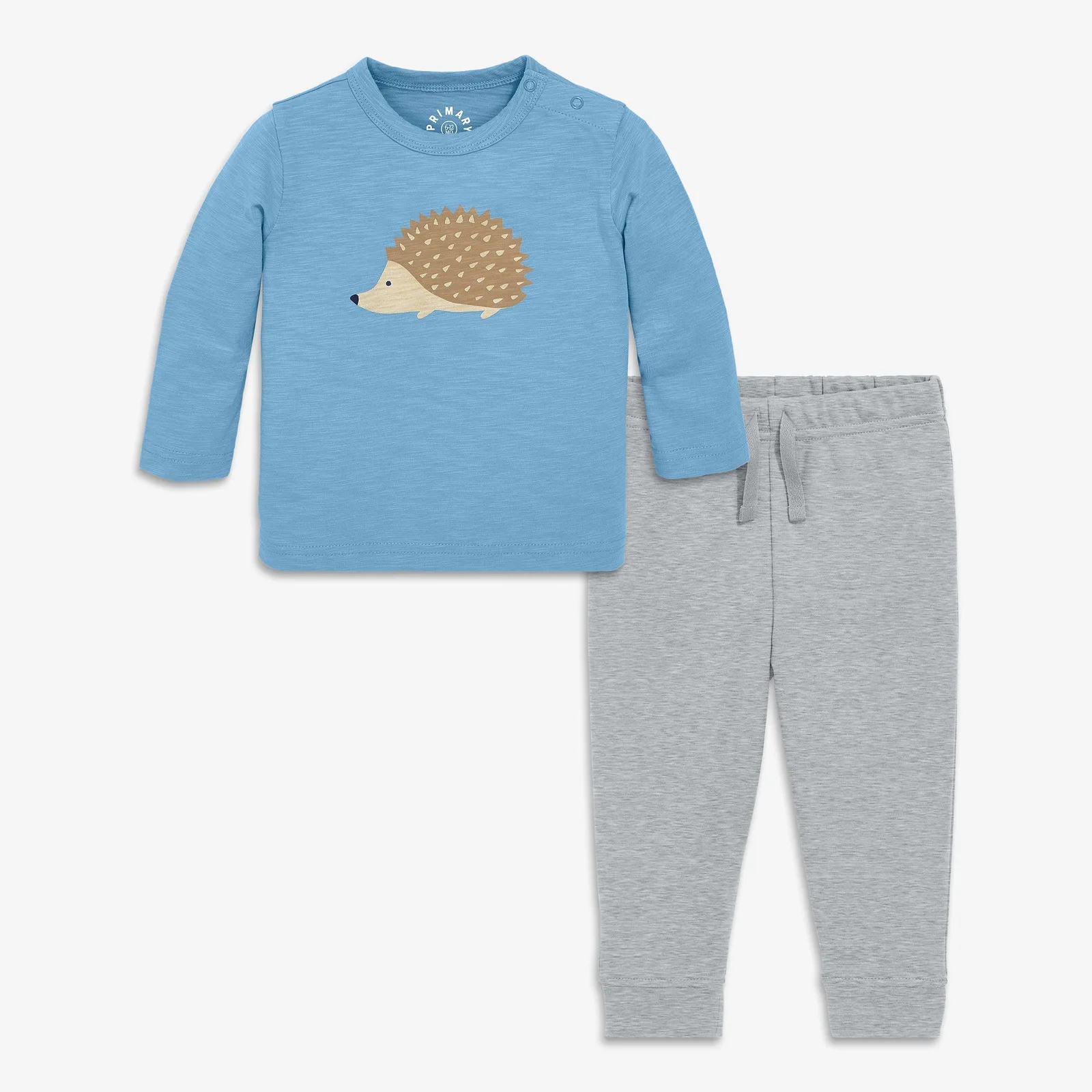 Baby hedgehog tee and organic baby pant set