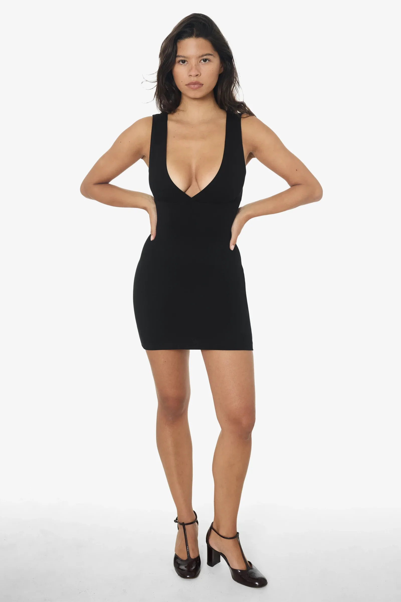 PON3657 – Ponte Sleeveless Crossfront V-neck Tank Dress