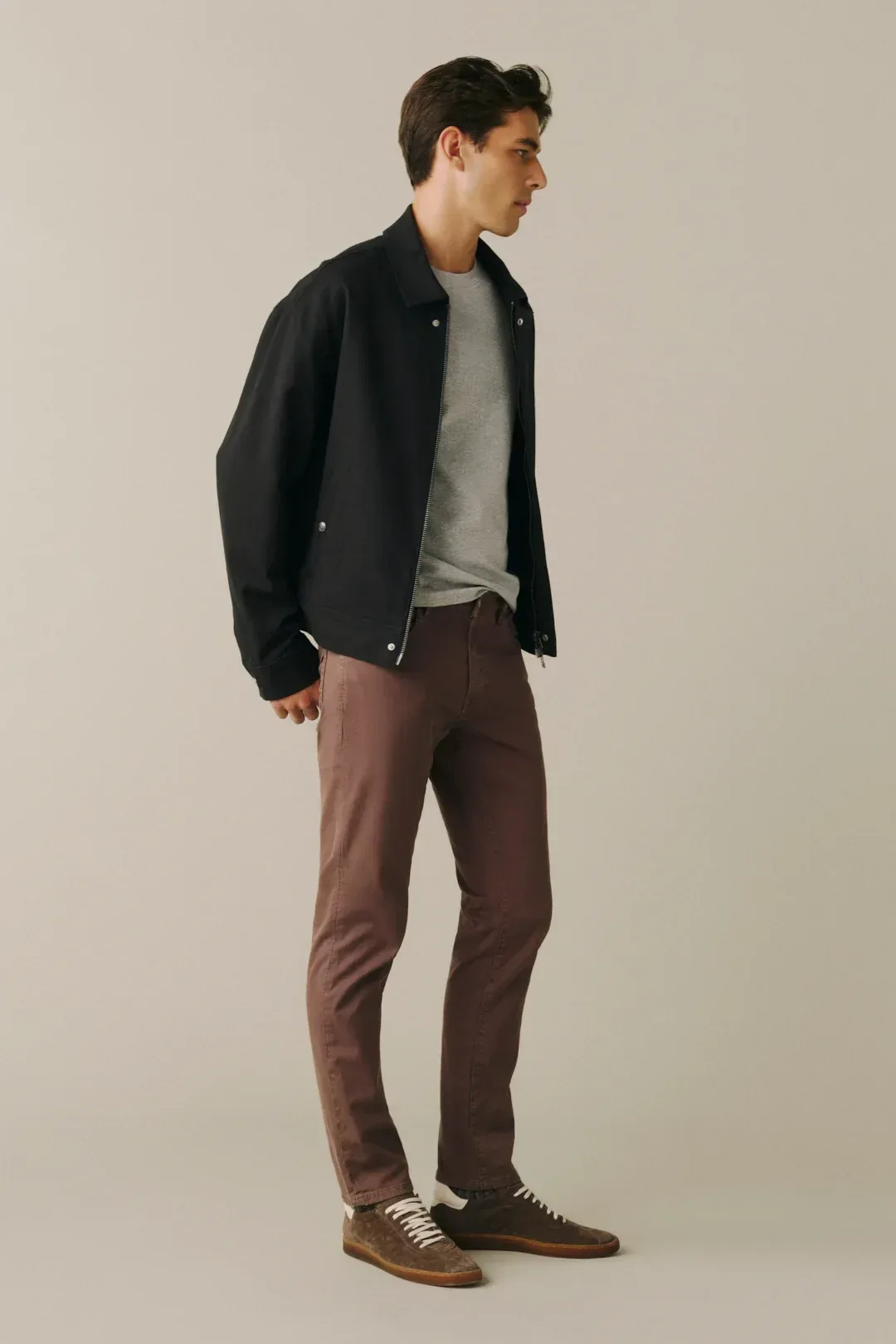 Ams – Slim Twill Pants – Violet Umber
