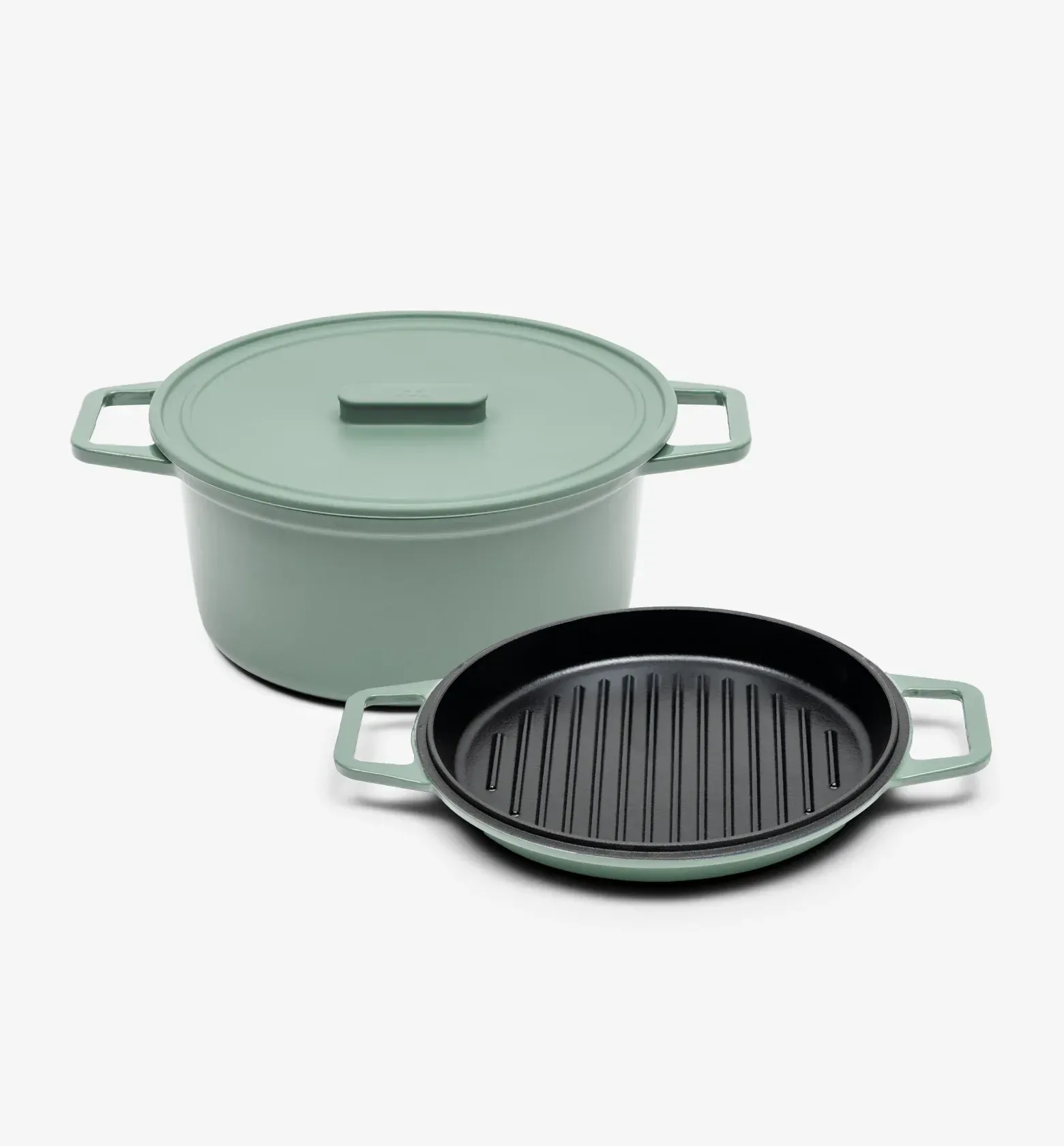 7 QT Enamel Cast-Iron Dutch Oven – Grill & Silicone Lid – Sage – Final Sale