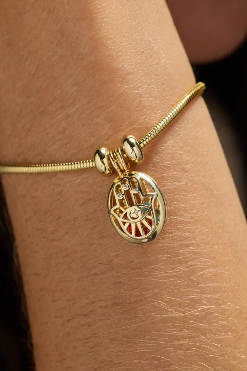 Hamsa & Evil Eye Birthstone Shaker Bracelet