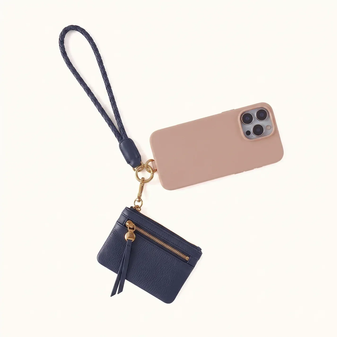 Lasso Phone Wristlet In Pebbled Leather – Ink Navy