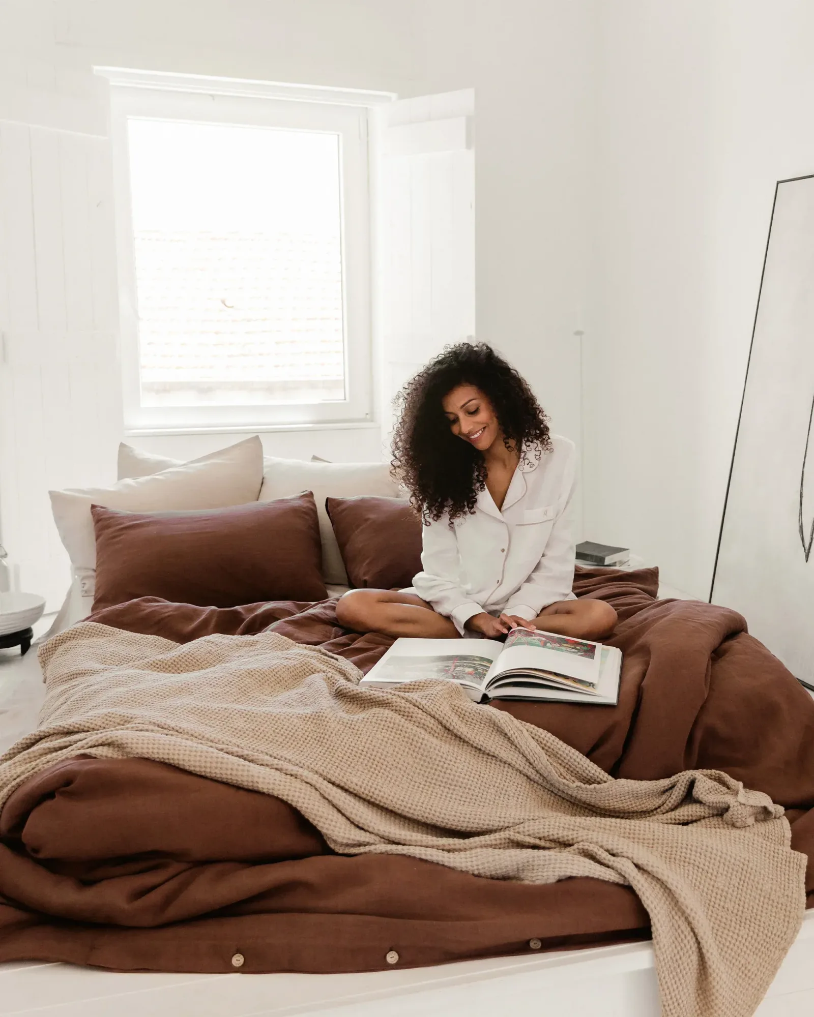 Chocolate brown linen pillowcase
