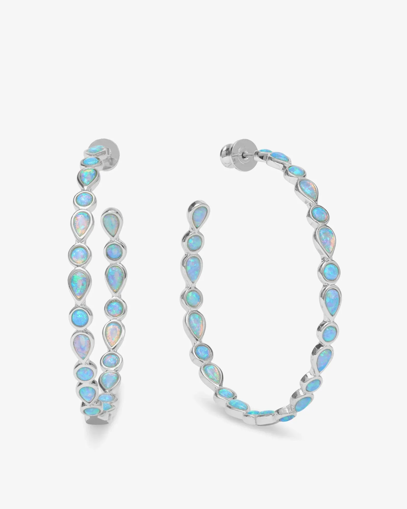 Isla Hoops 2" – Silver|Blue Opal