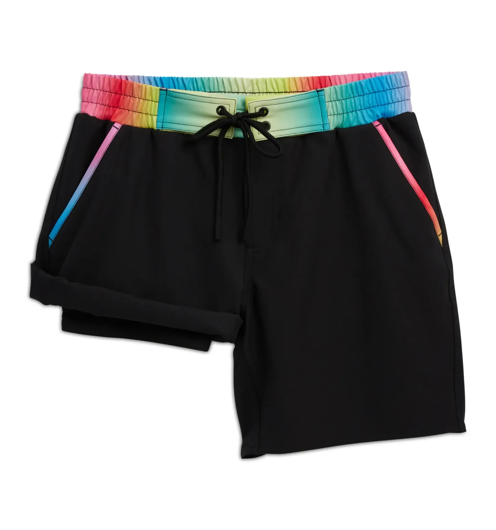 Swim 7" Heritage Board Shorts Heavy Weight – Black Rainbow Ombre