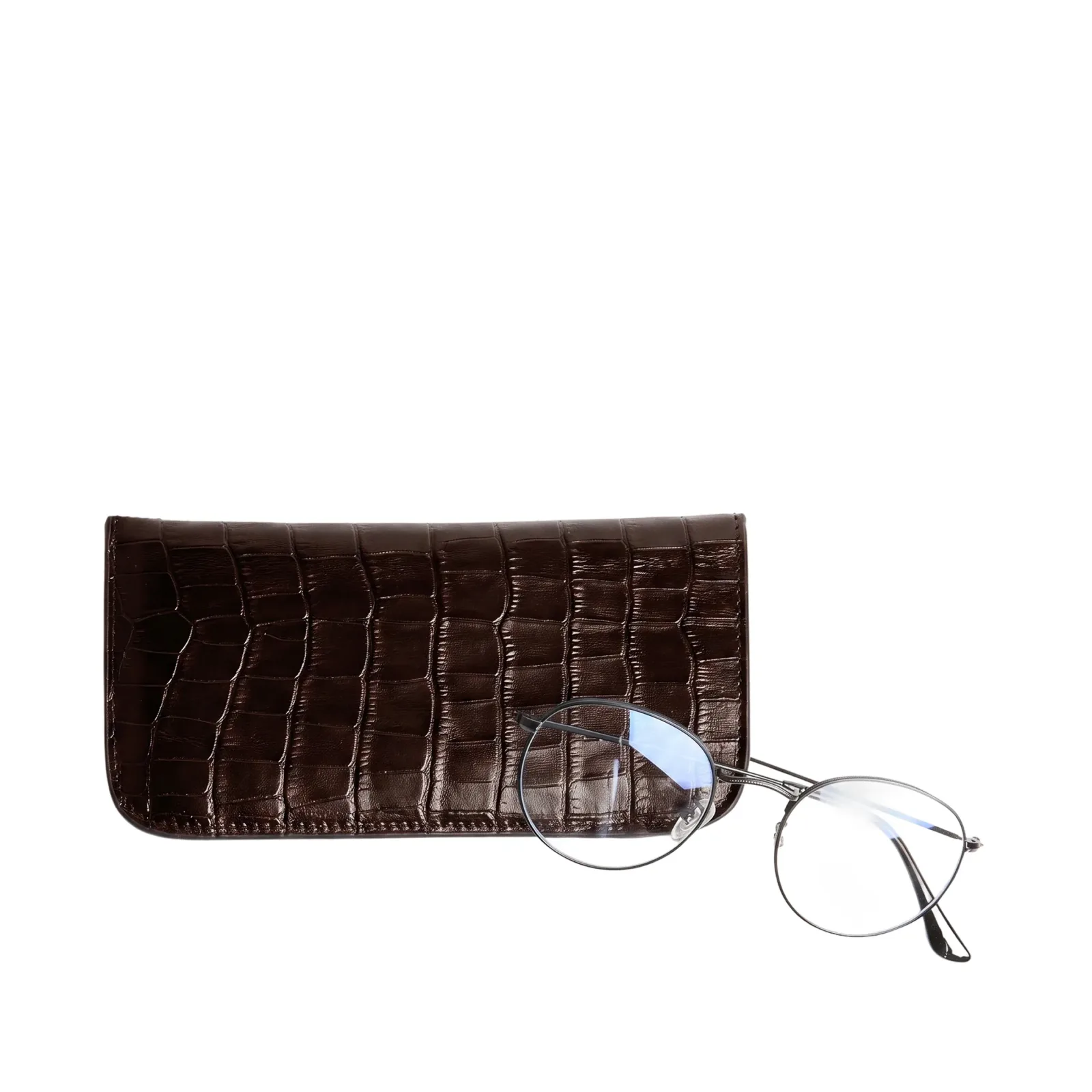 Soft Eyeglass Case Brown Croc