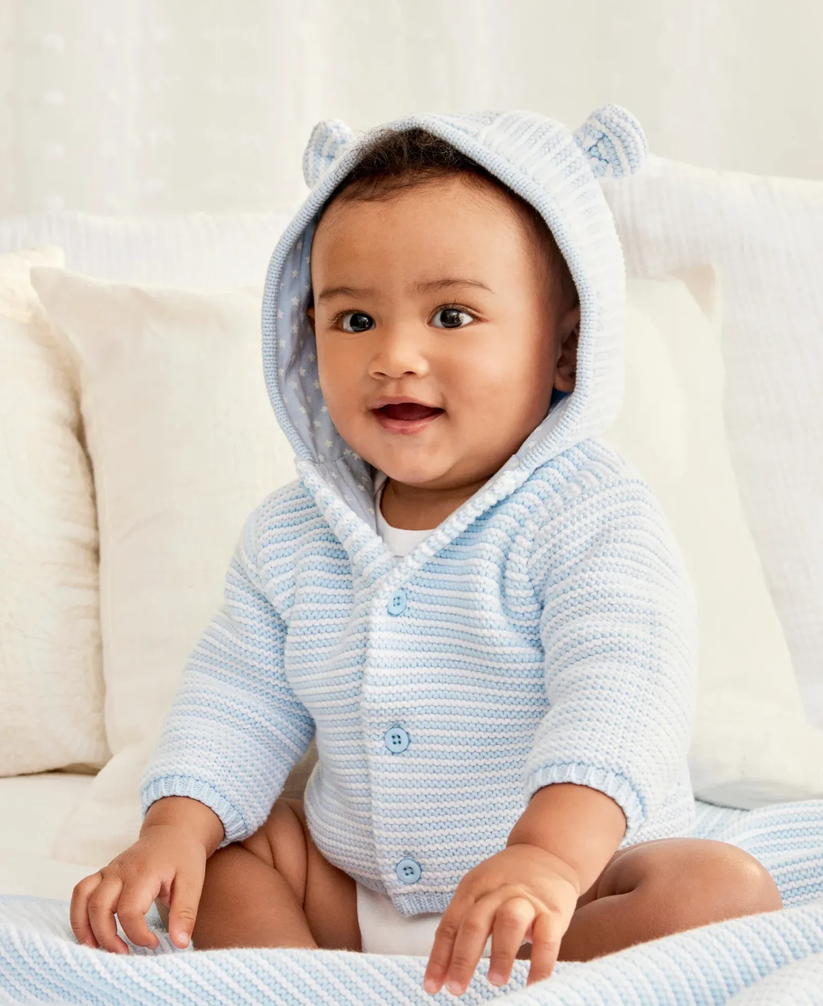 Blue Textured Hoodie