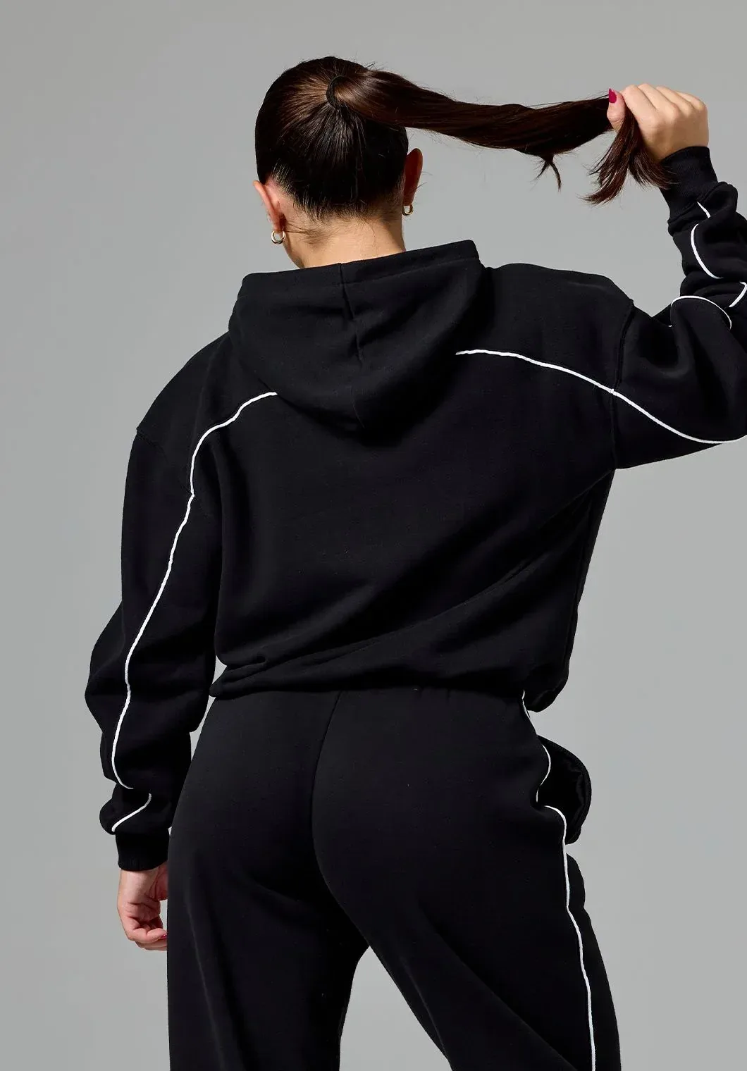 CloudEase™ Oversized Contrast Hoodie Black