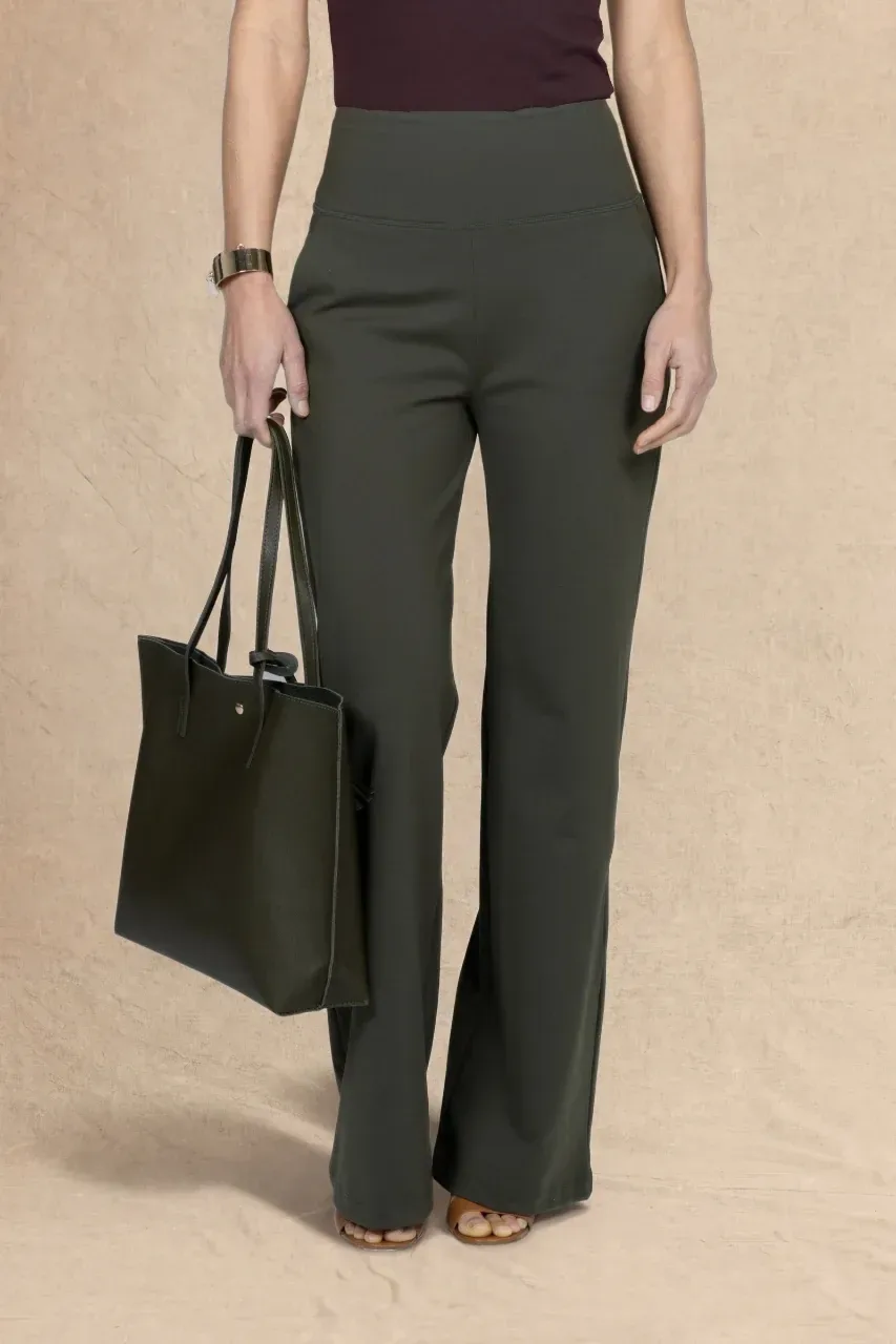 High Waist Wide Leg Pant: Forest Night