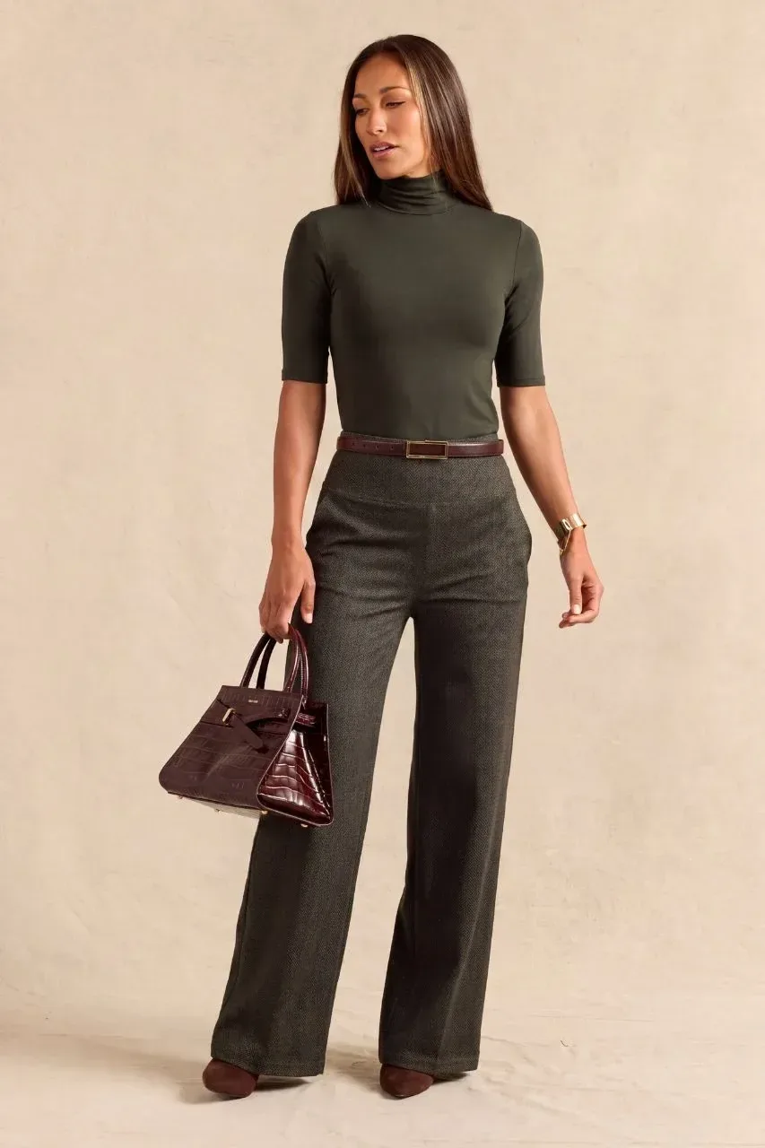 Turtleneck Elbow Sleeve Tee: Loden