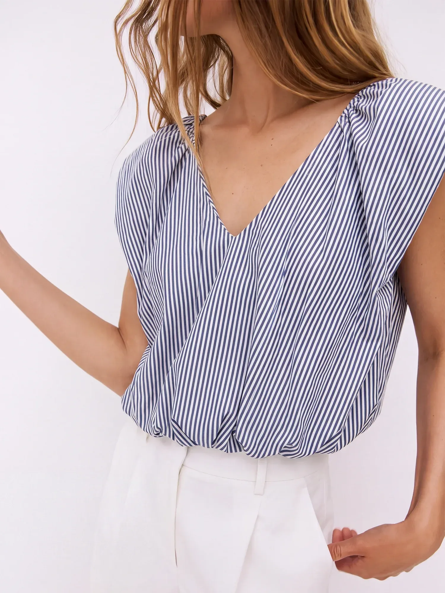 Stripe Flowy Cloud Top