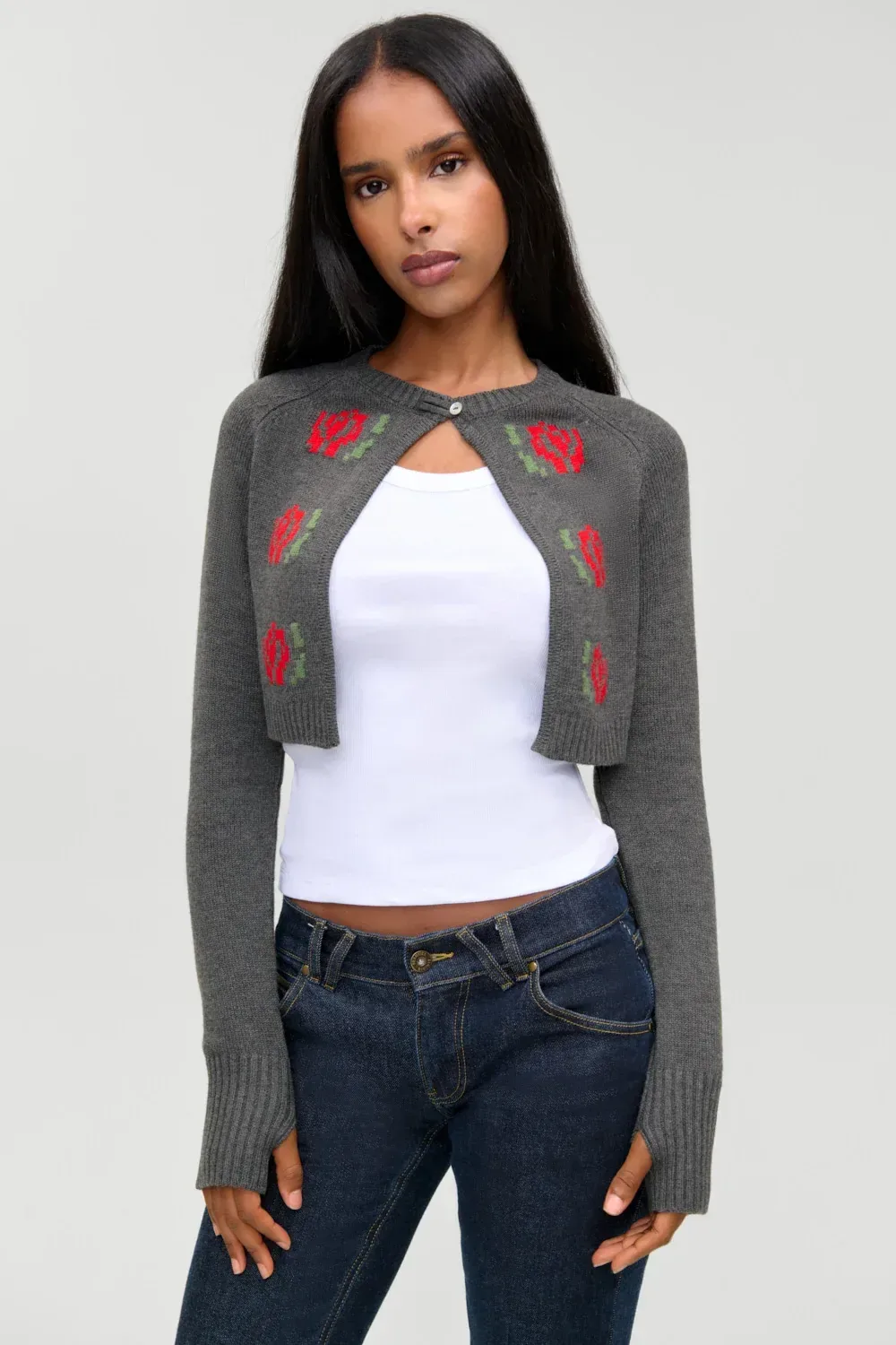 Grace Cropped Knit Cardigan – Smoky Rose