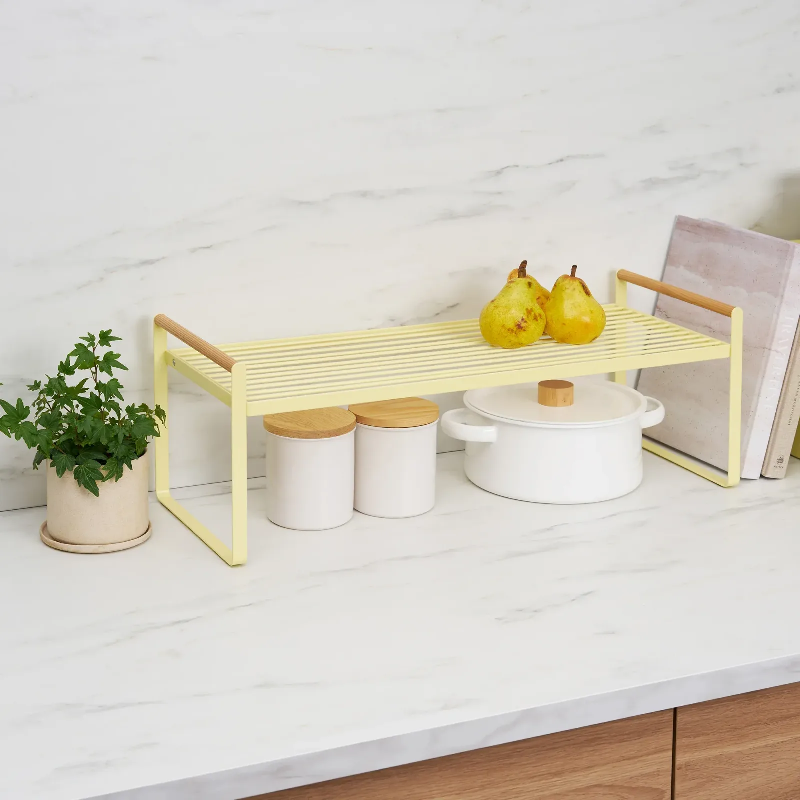Countertop Wire Shelf – Steel + Wood