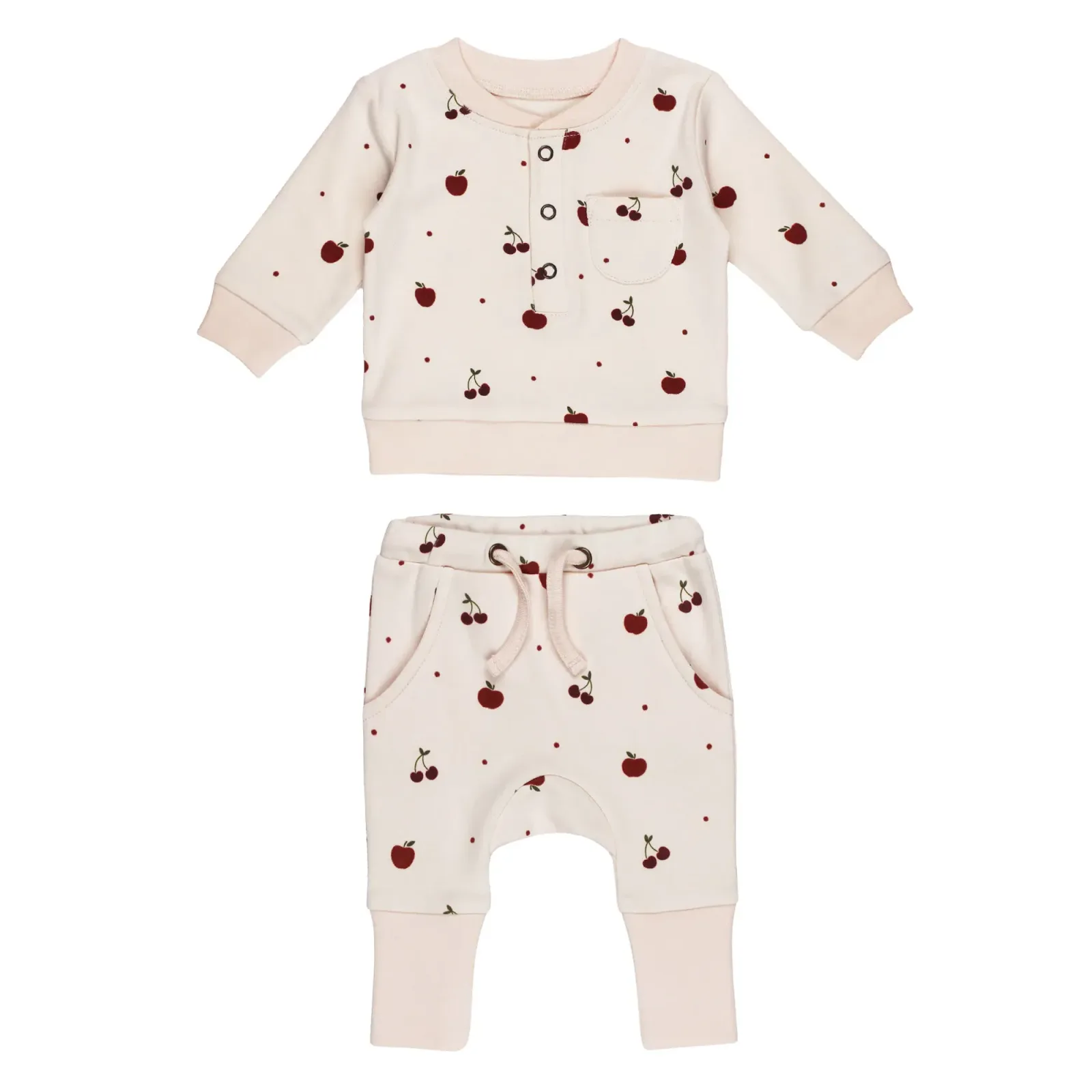 Cherry Apple – Organic Henley Sweatshirt & Jogger Set