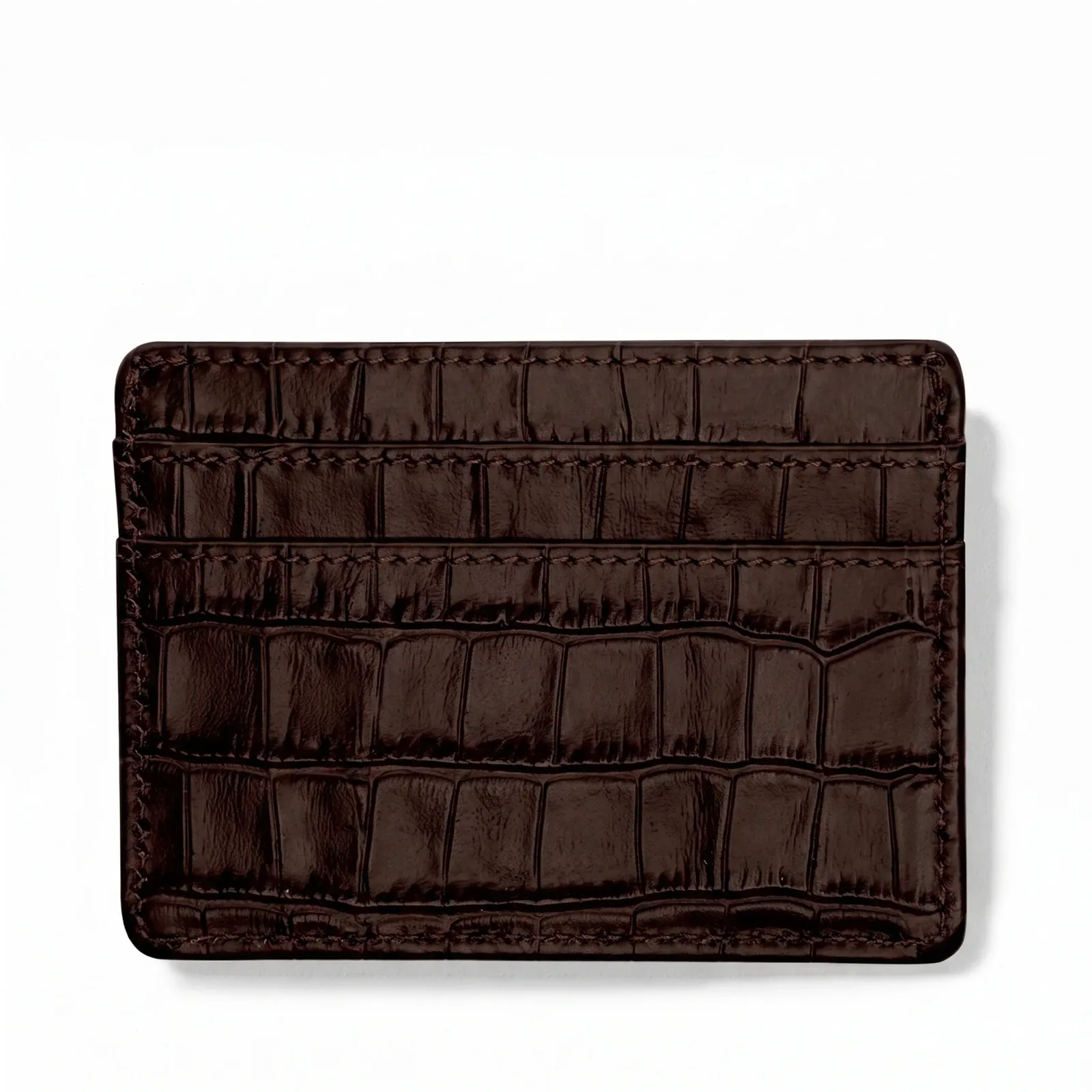 Slim ID Card Case Brown Croc