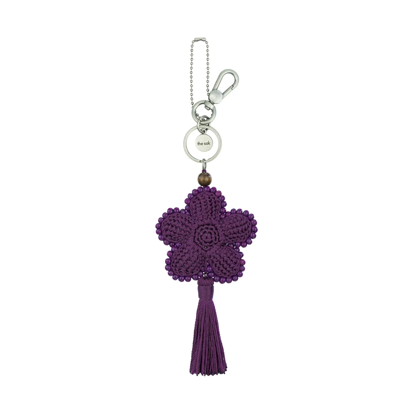 Yarnicharmz Dangle – Hand Crochet – Aubergine Flower