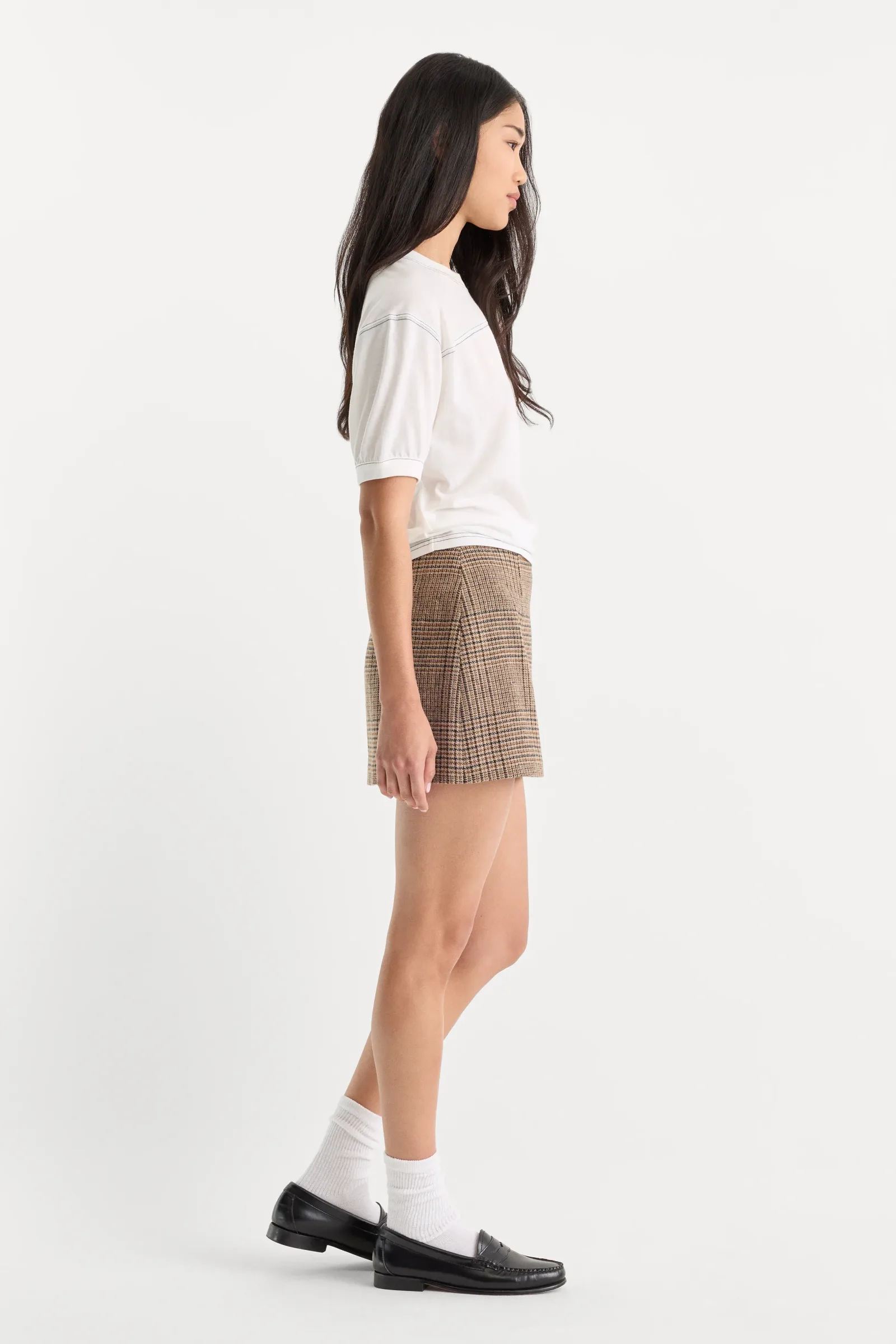The Wool Mini Skirt – Brown Plaid