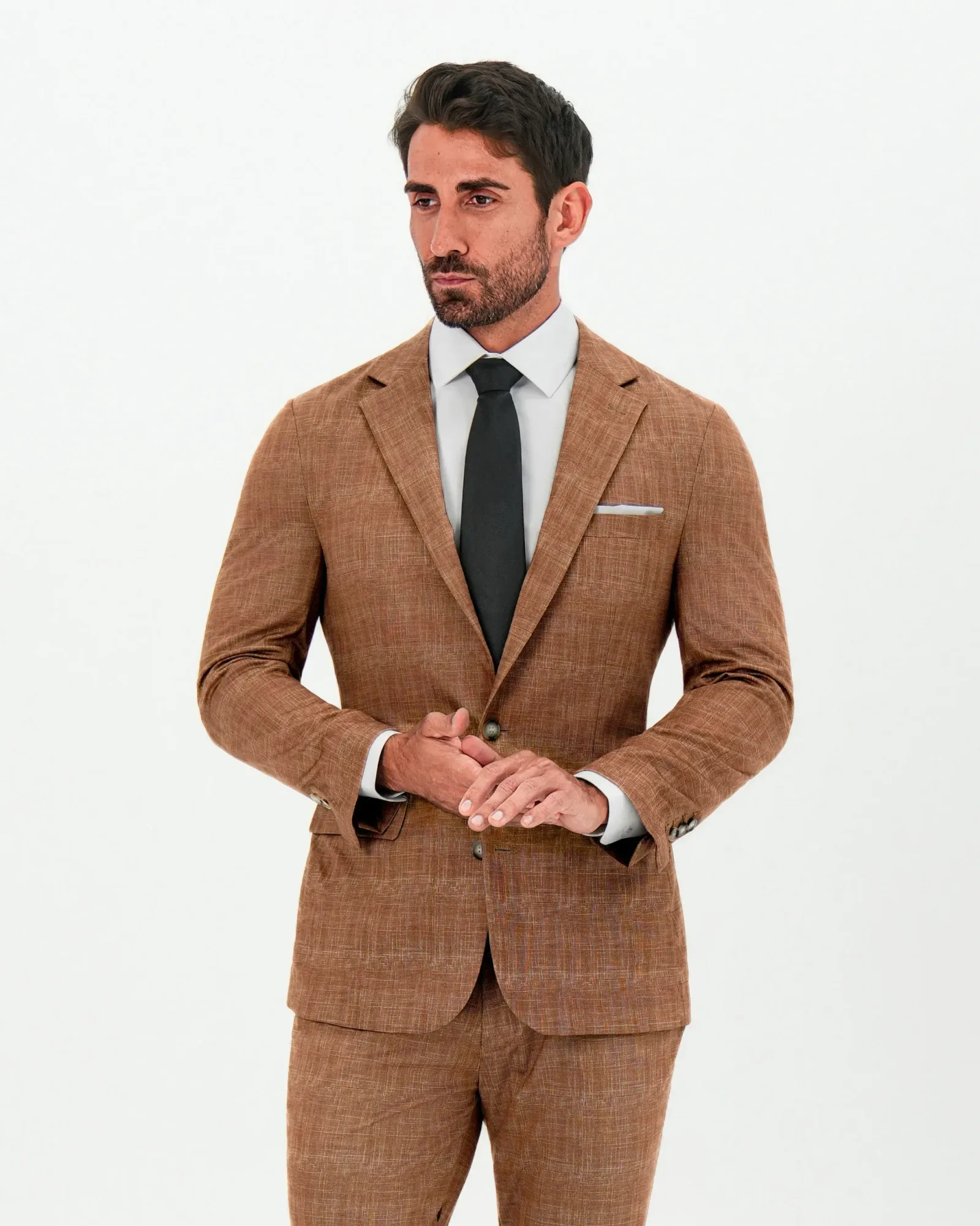Athletic Fit Stretch Blazer – Unstructured Light Brown Crosshatch