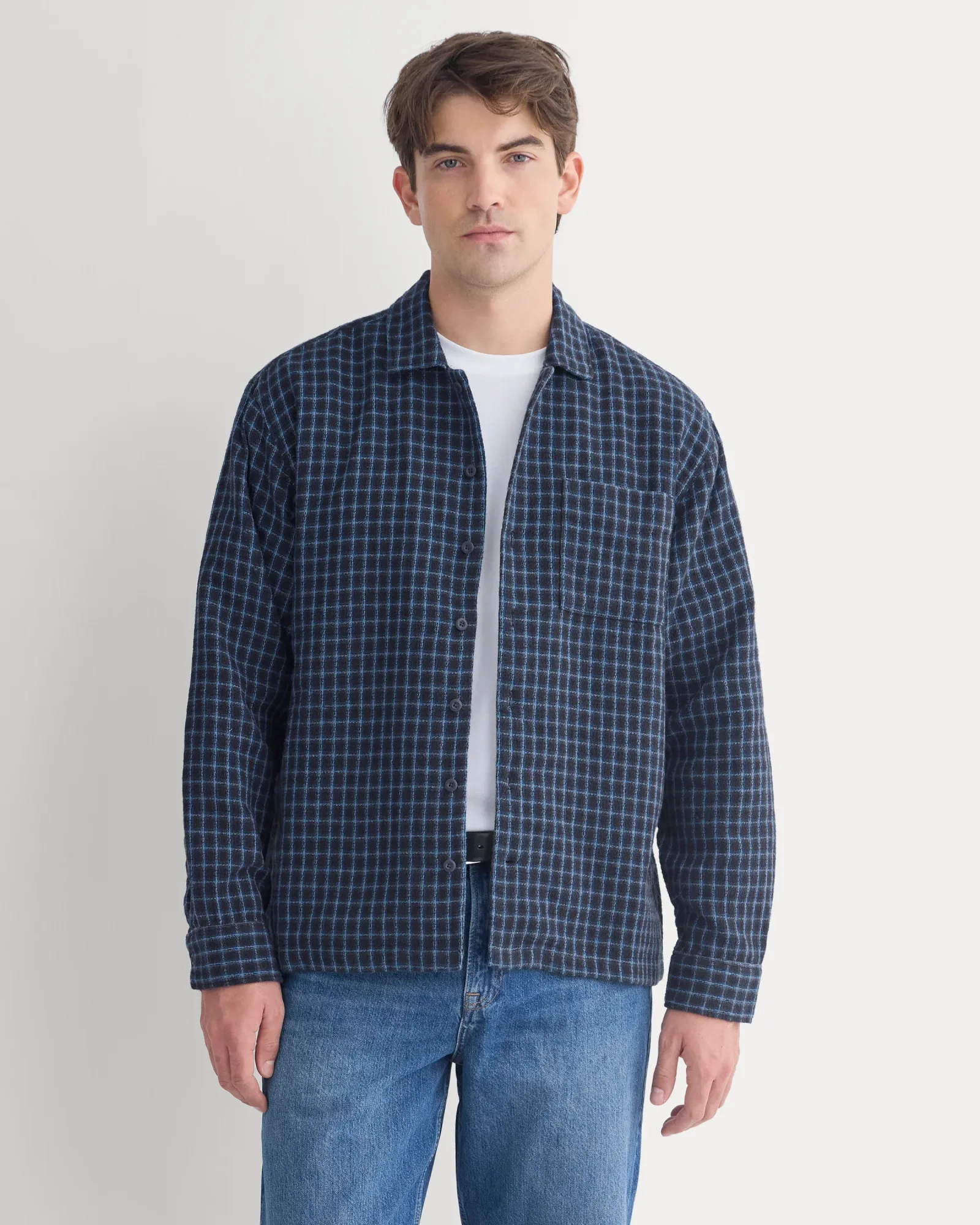 Double-Gauze Button-Down Shirt – Black / Navy
