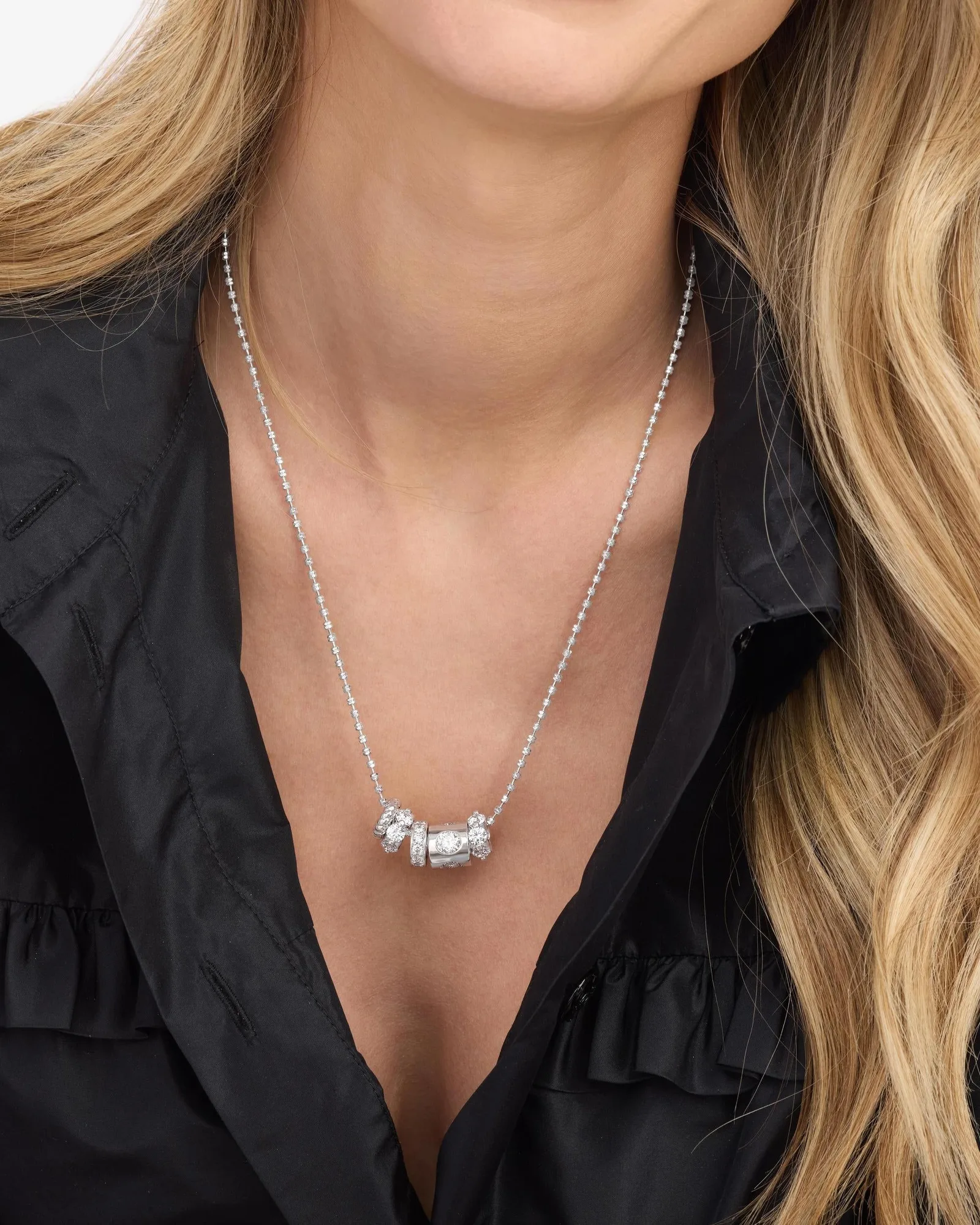 Ashley Venice Necklace 13mm – Silver|White Diamondettes