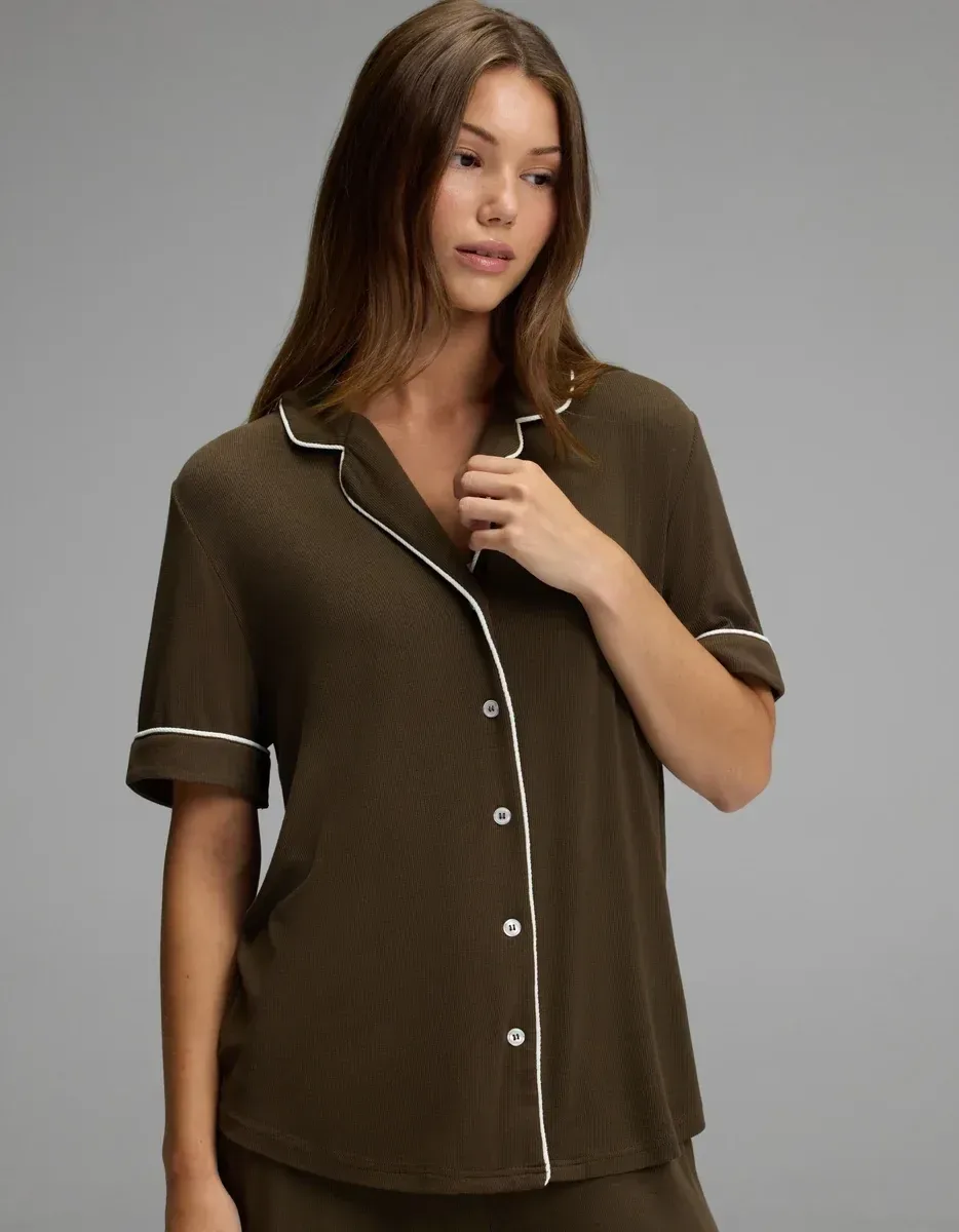 Women's Bamboo Rib-Knit Classic Short Sleeve Pajama Top