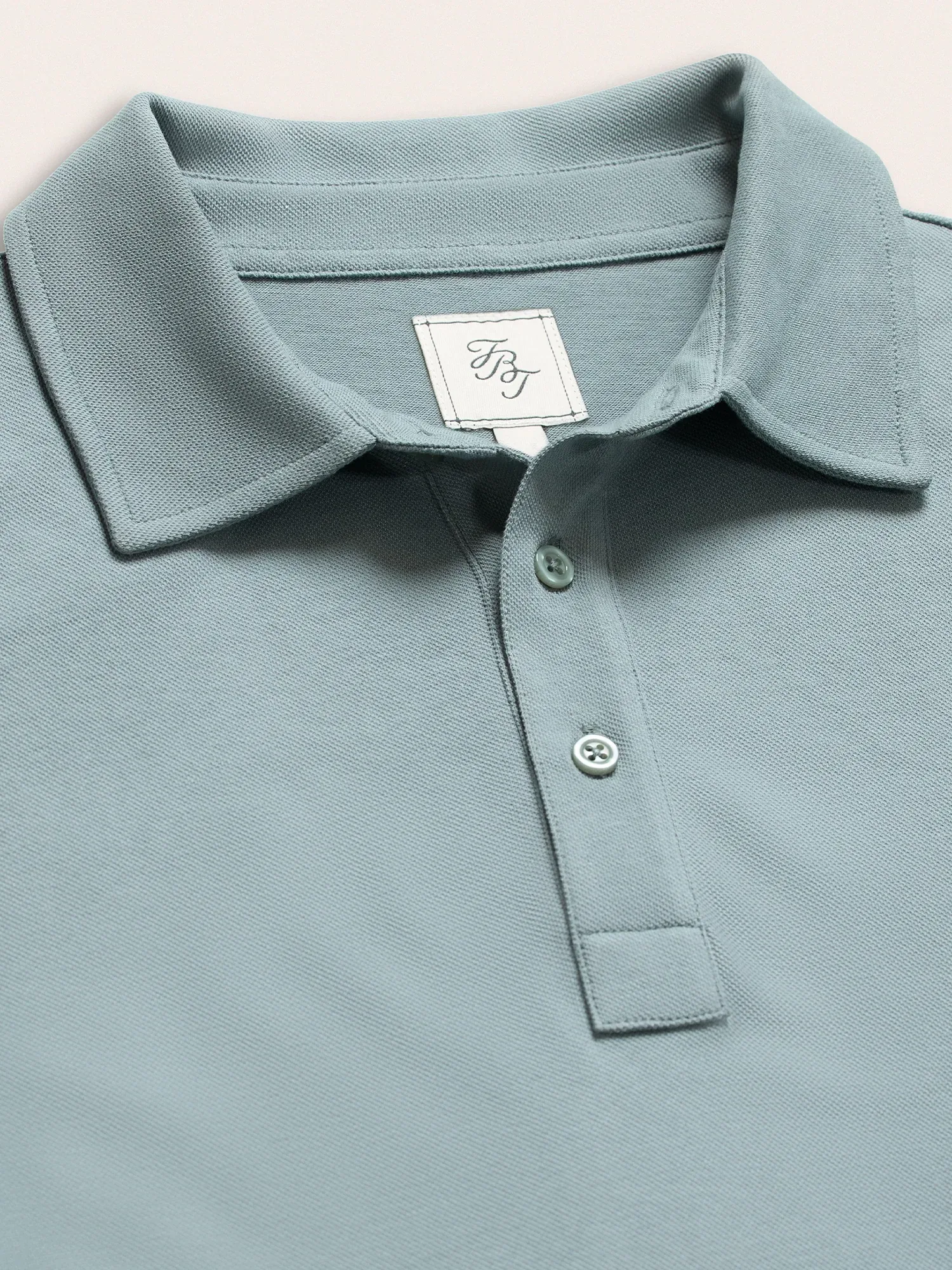 Misty Blue Cotton Pique Polo Shirt