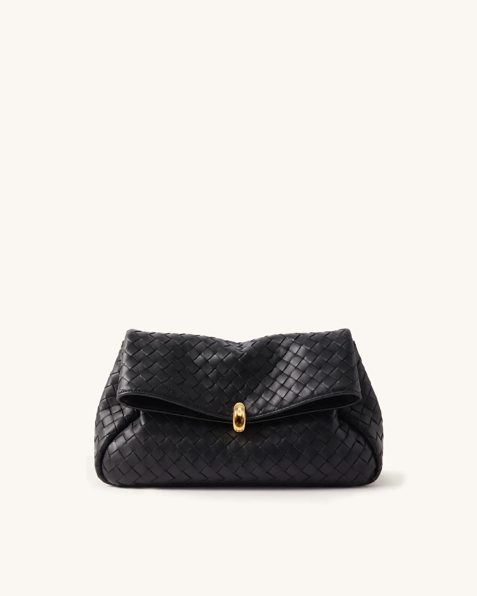 Dahlia Woven Flap Clutch – Black