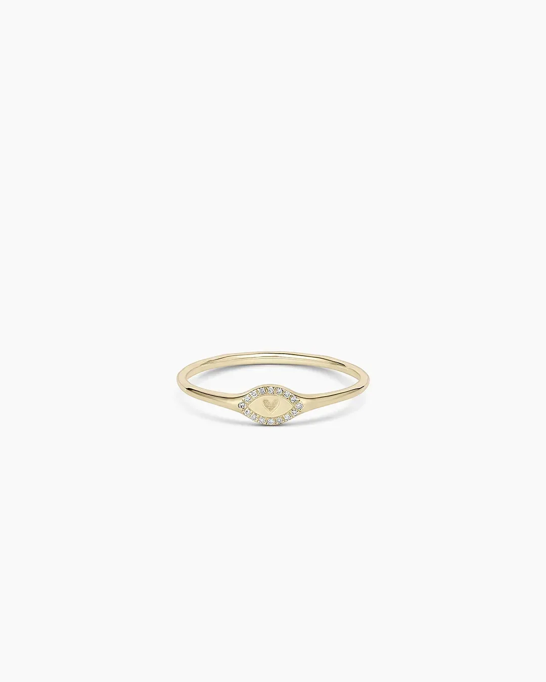 14K Diamond Love Signet Ring