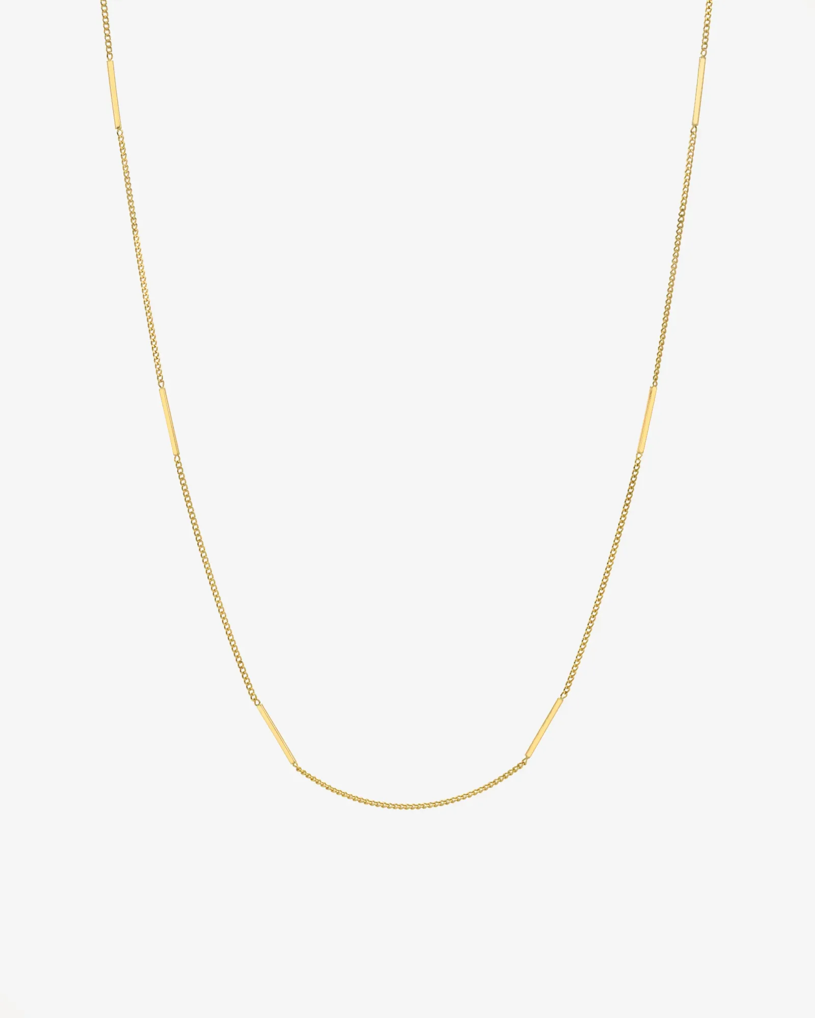 14k Mini Cuban Bar Station Necklace