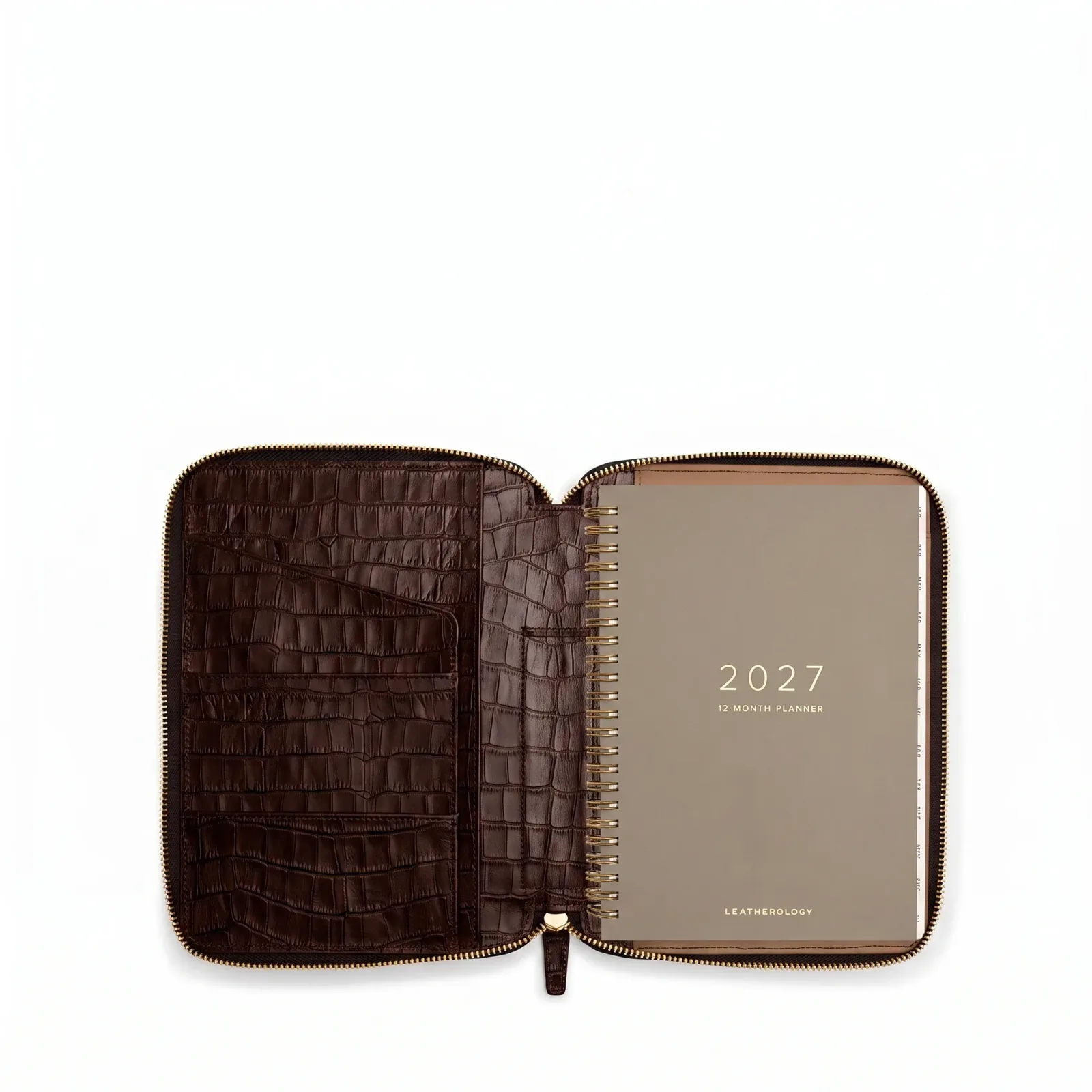 A5 2027 Zippered Planner Brown Croc