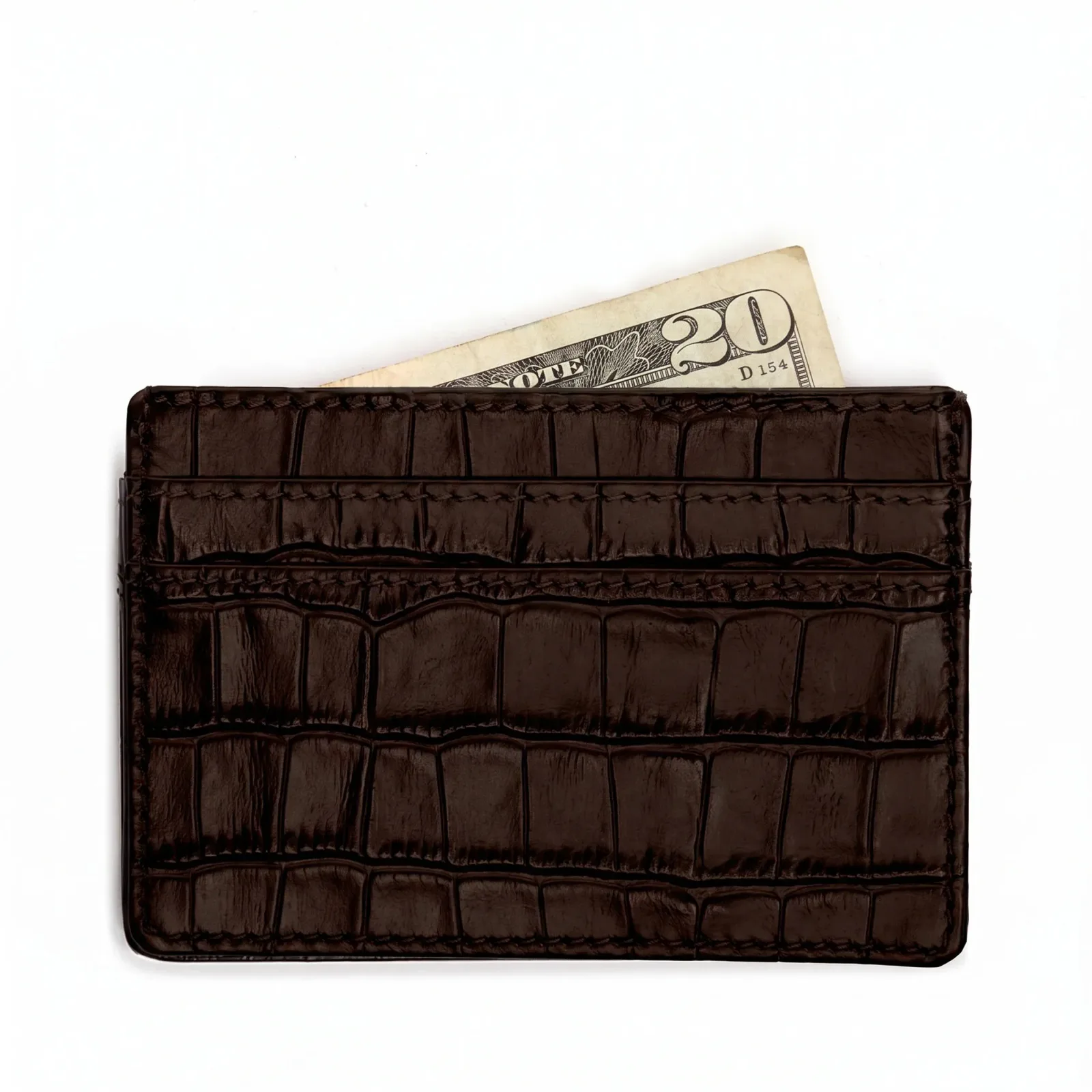 Slim Card Case Brown Croc