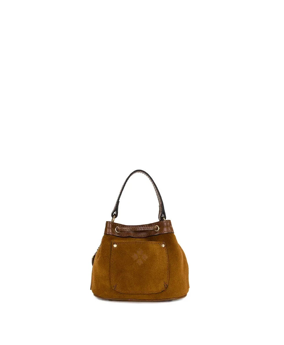 Mini Elisa Chain Crossbody – Suede Leather – Cognac