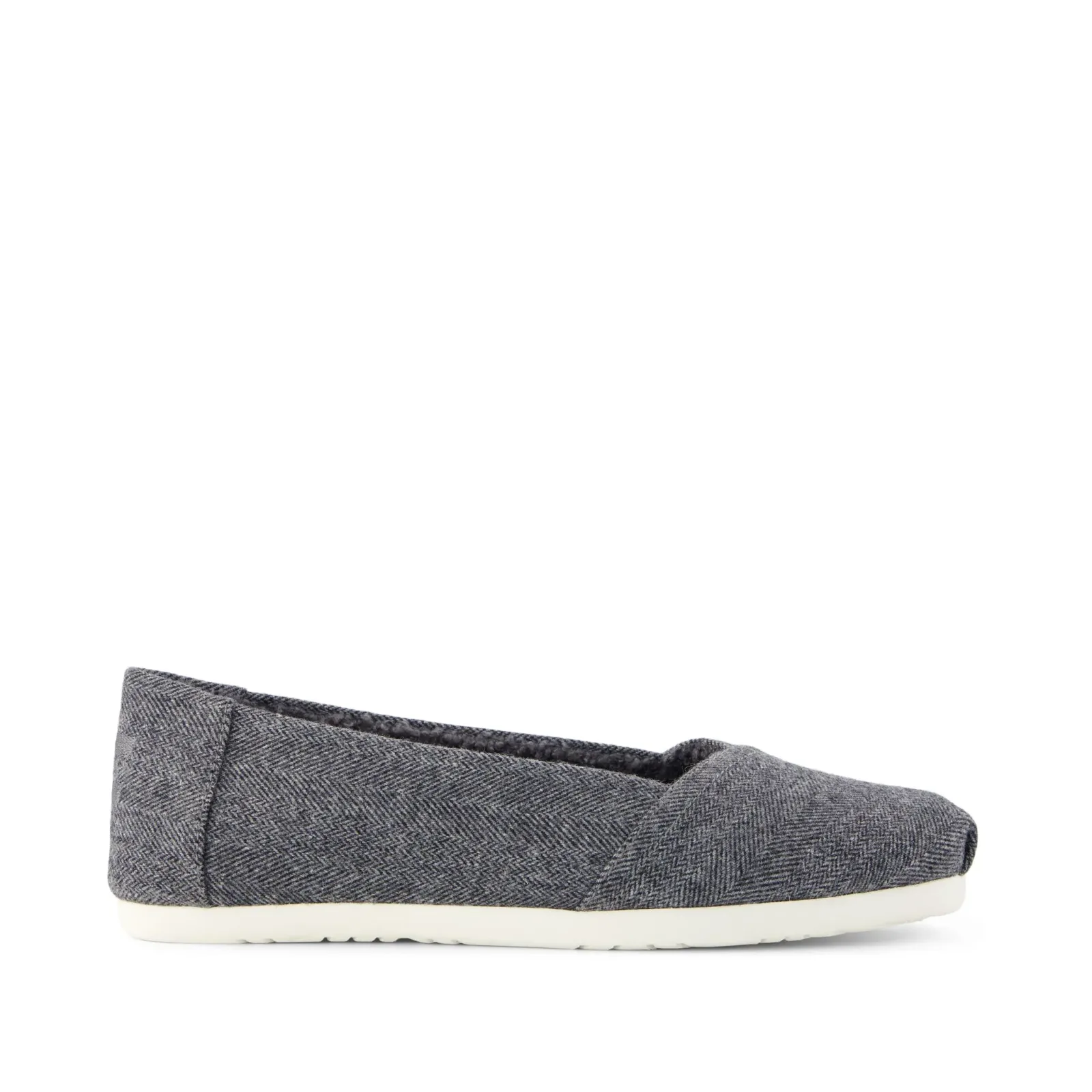 Womens Alpargata Ballet Flat Charcoal Heritage Herringbone w/ Faux Shearling