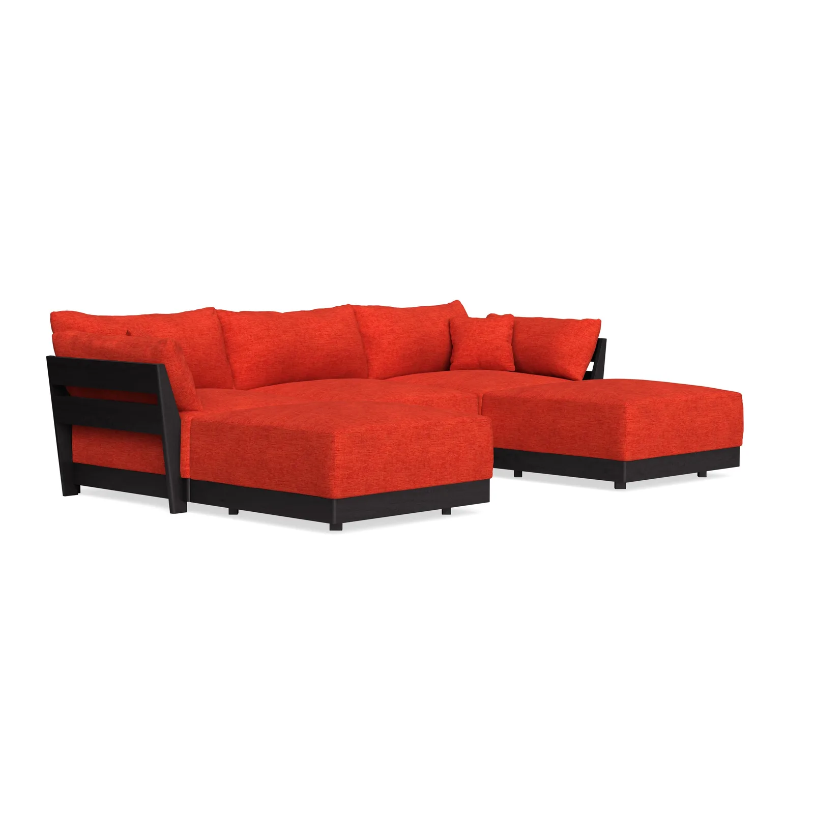 Modular Bondi Black 3-Seater U-Sectional in Poppy Orange – Classic Blend