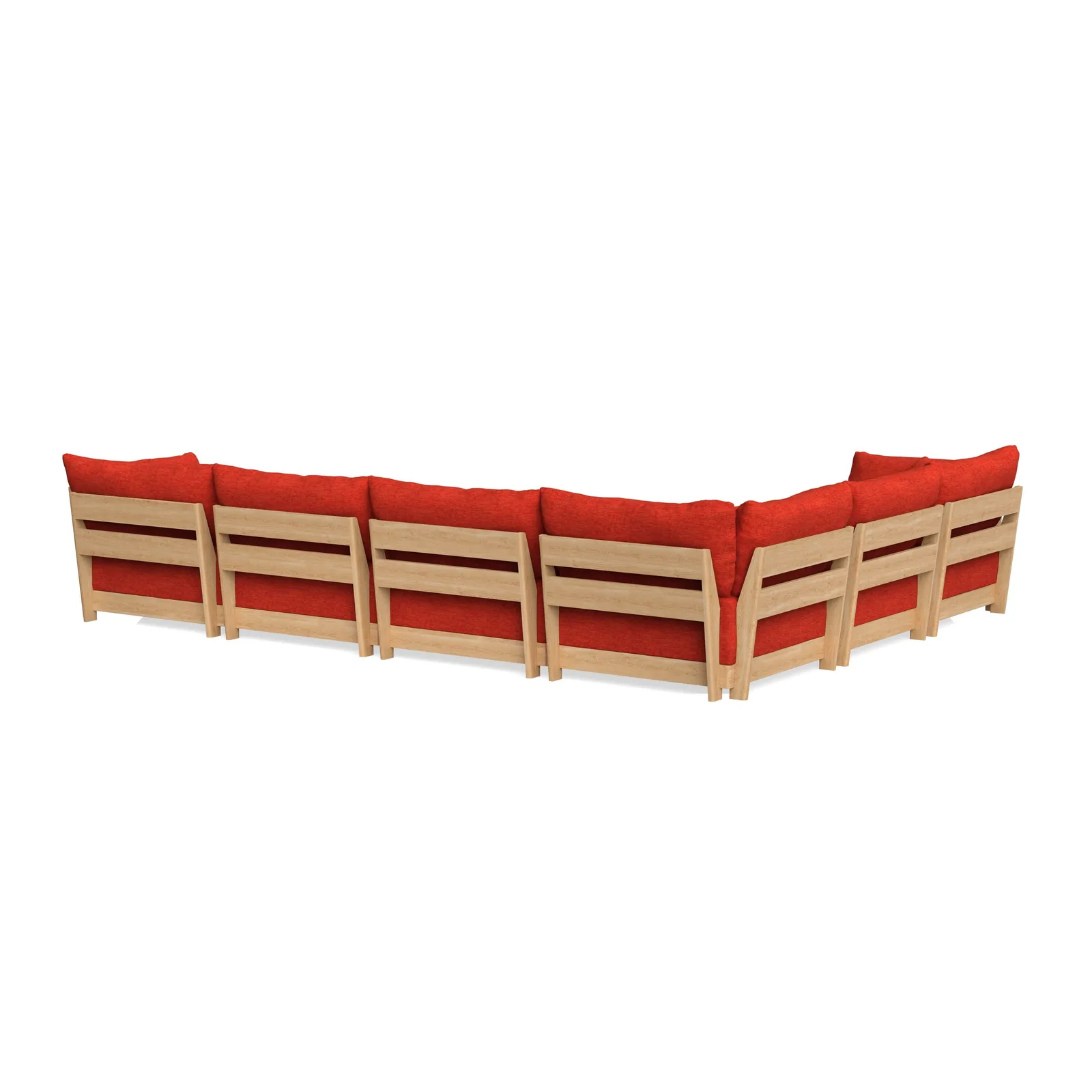 Modular Bondi Latte 6-Seater Corner Sectional + Bench Ottoman in Poppy Orange – Classic Blend