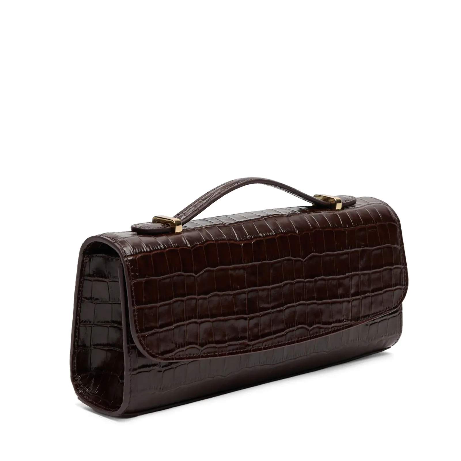 Margot Top Handle Clutch Brown Croc