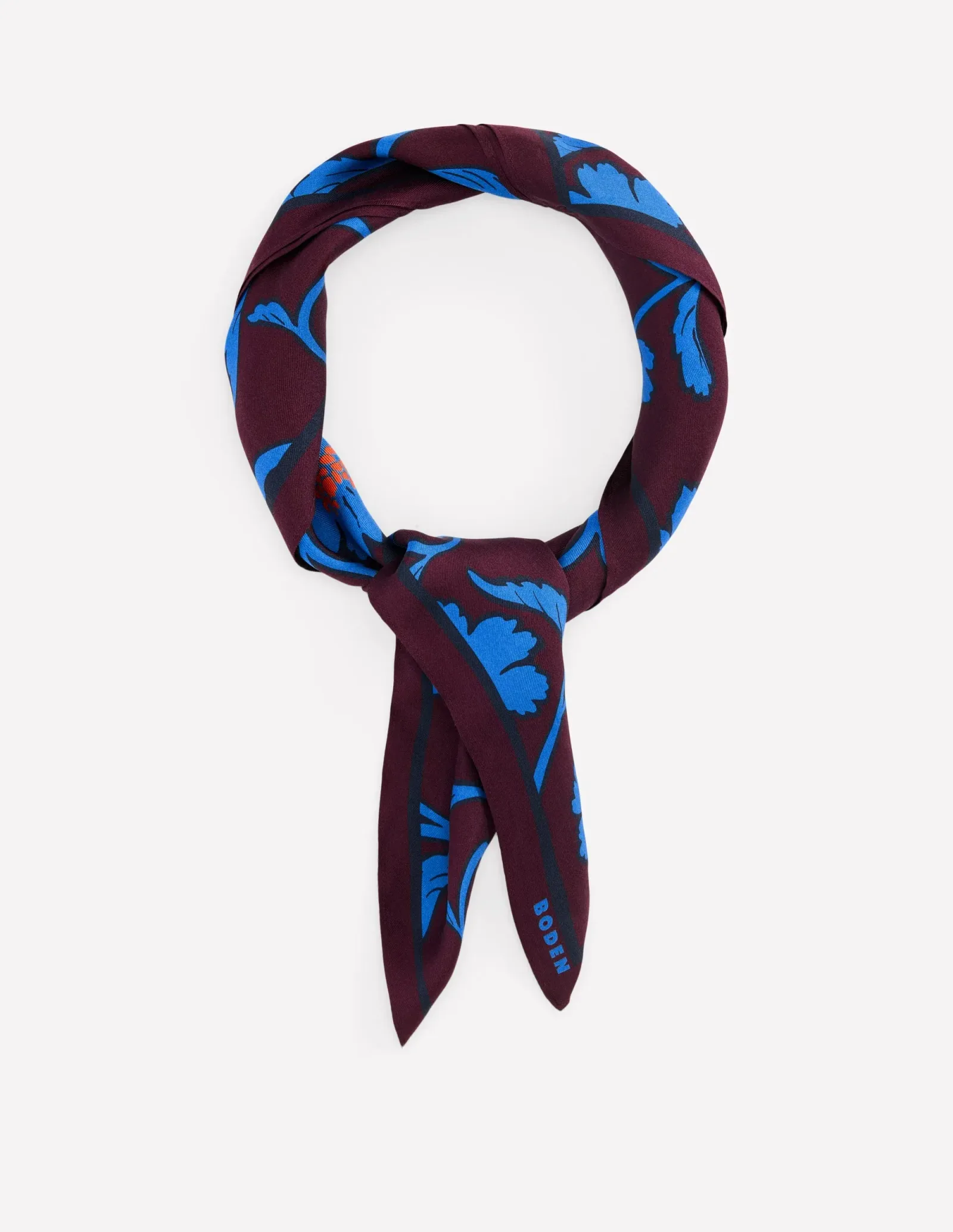 Elisabeth Silk Square Scarf-Dark Cherry, Entangled Posy