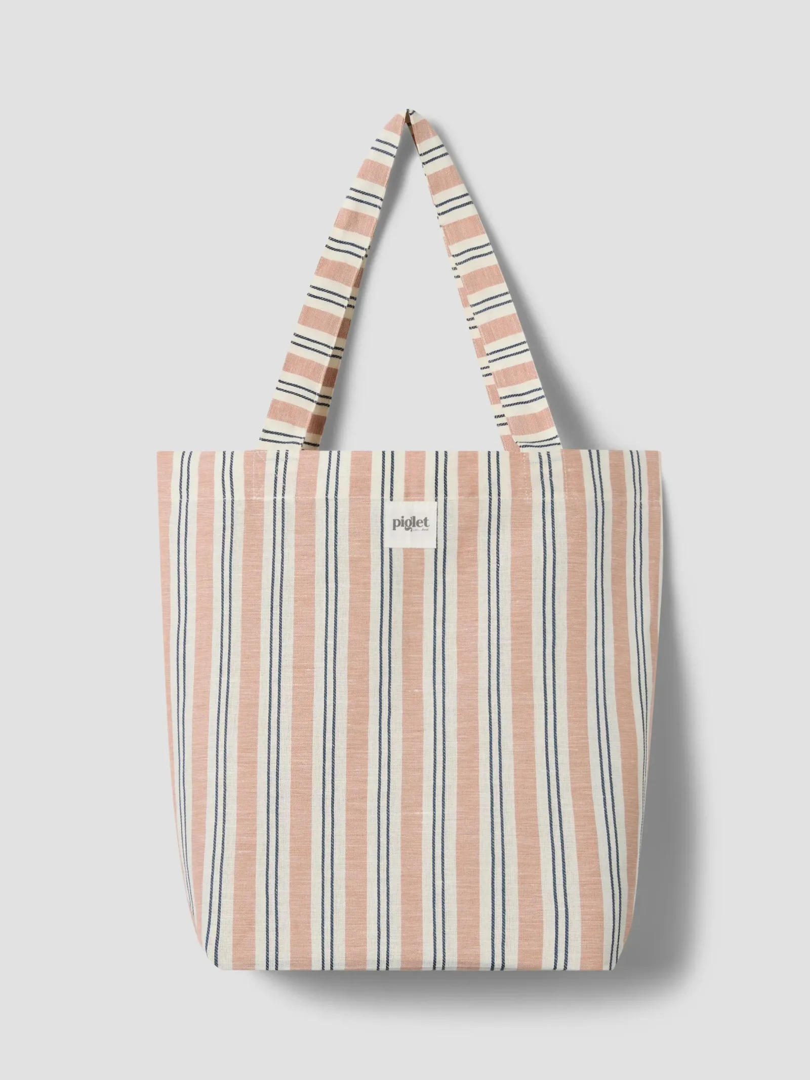 Warm Clay Somerley Stripe Linen Blend Tote Bag