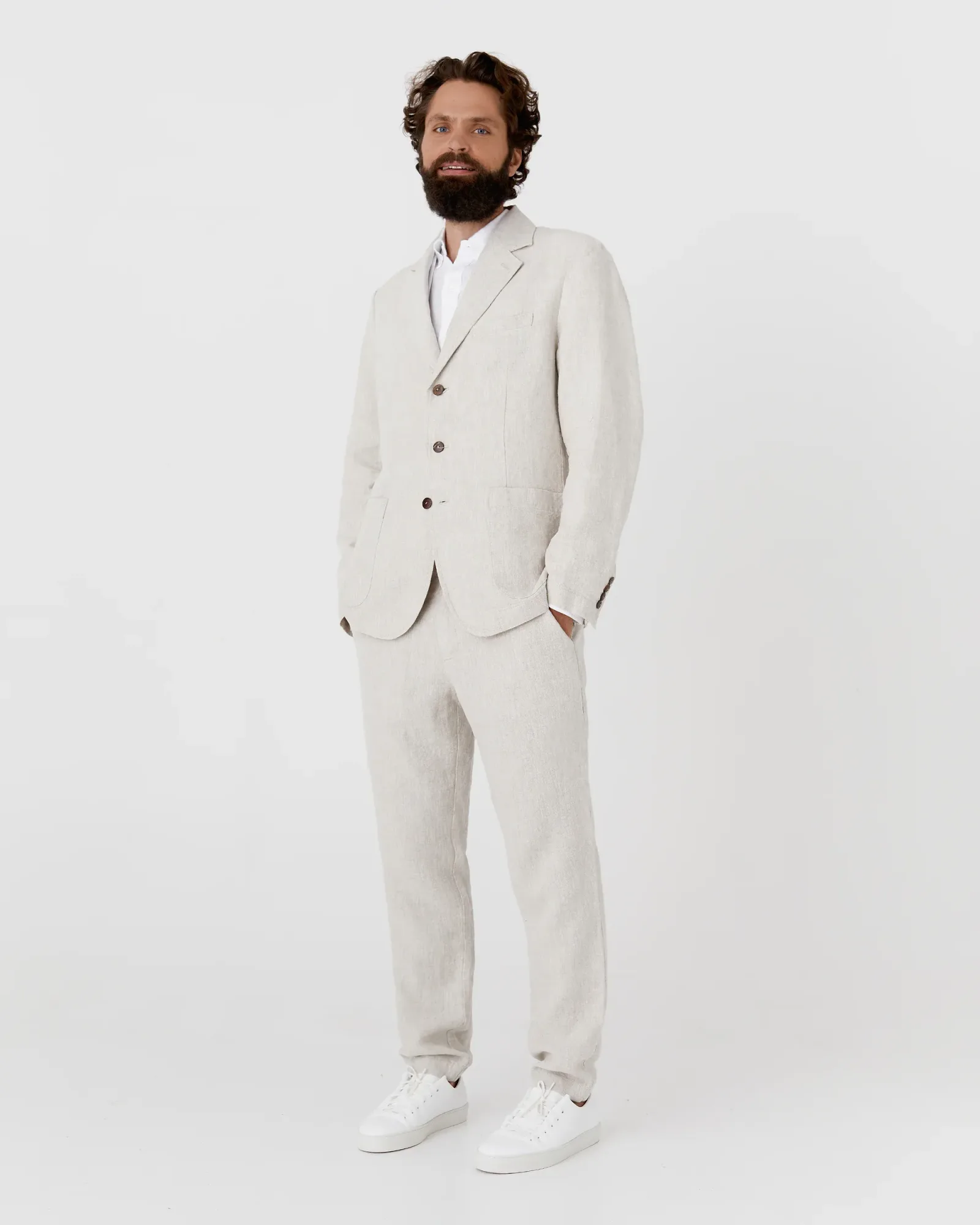 Men's heavyweight linen blazer SALVADOR in Natural melange
