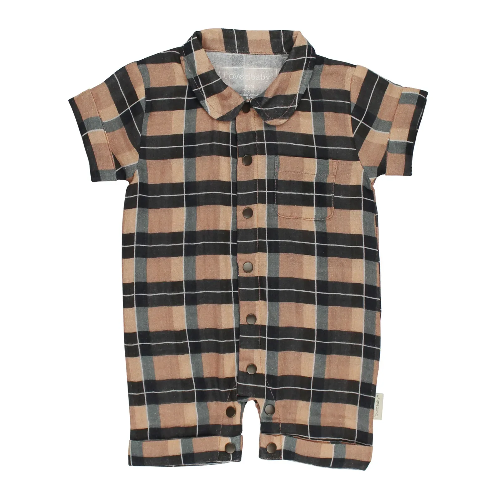 Adobe Chia Plaid – Organic Muslin S/Sleeve Coverall